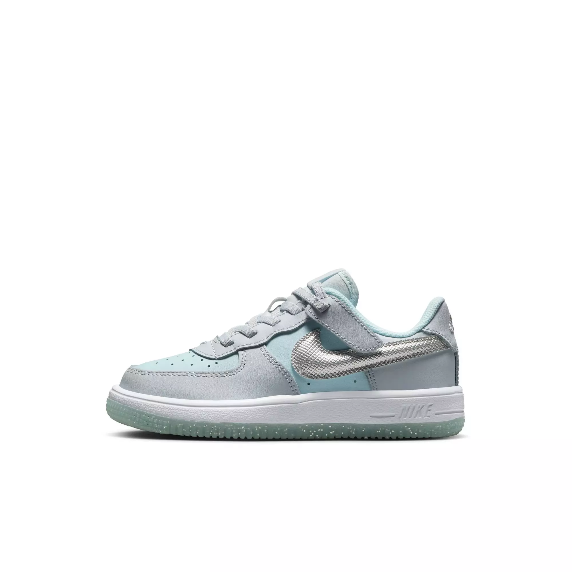 Nike Air Force 1 Low EasyOn "Pure Platinum/Metallic Silver" Preschool Girls' Shoe - GREY/LT BLUE