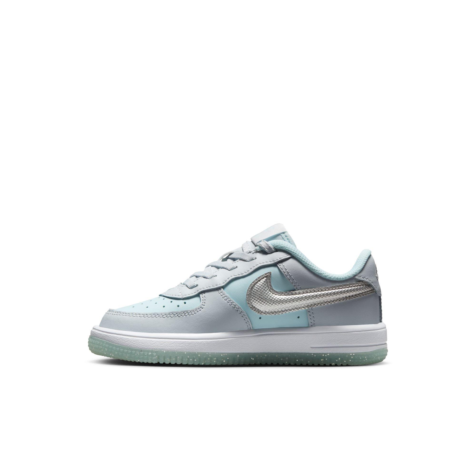 Nike Air Force 1 Low EasyOn Preschool Girls' "Pure Platinum/Metallic Silver" Shoe