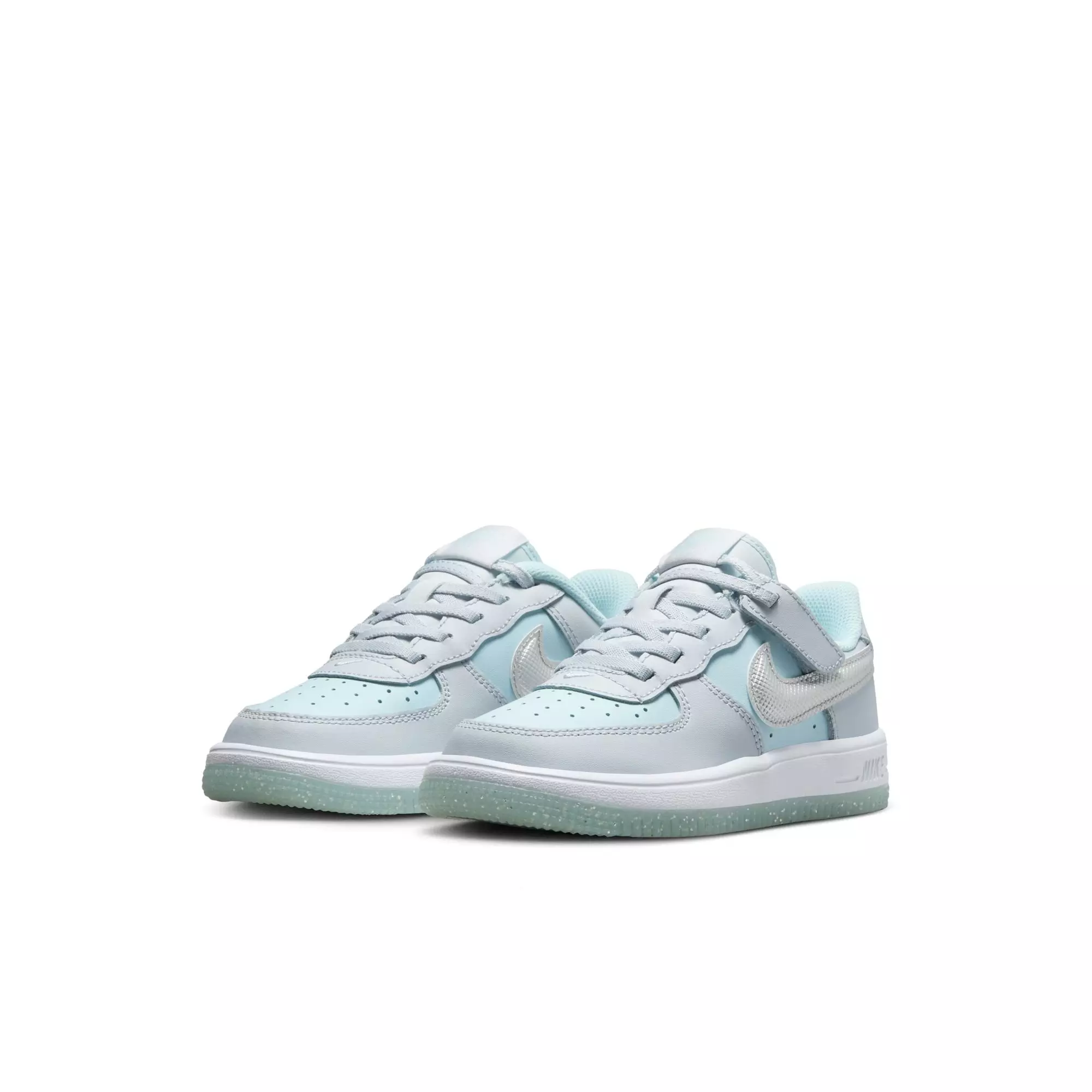 Nike Air Force 1 Low EasyOn "Pure Platinum/Metallic Silver" Preschool Girls' Shoe - GREY/LT BLUE