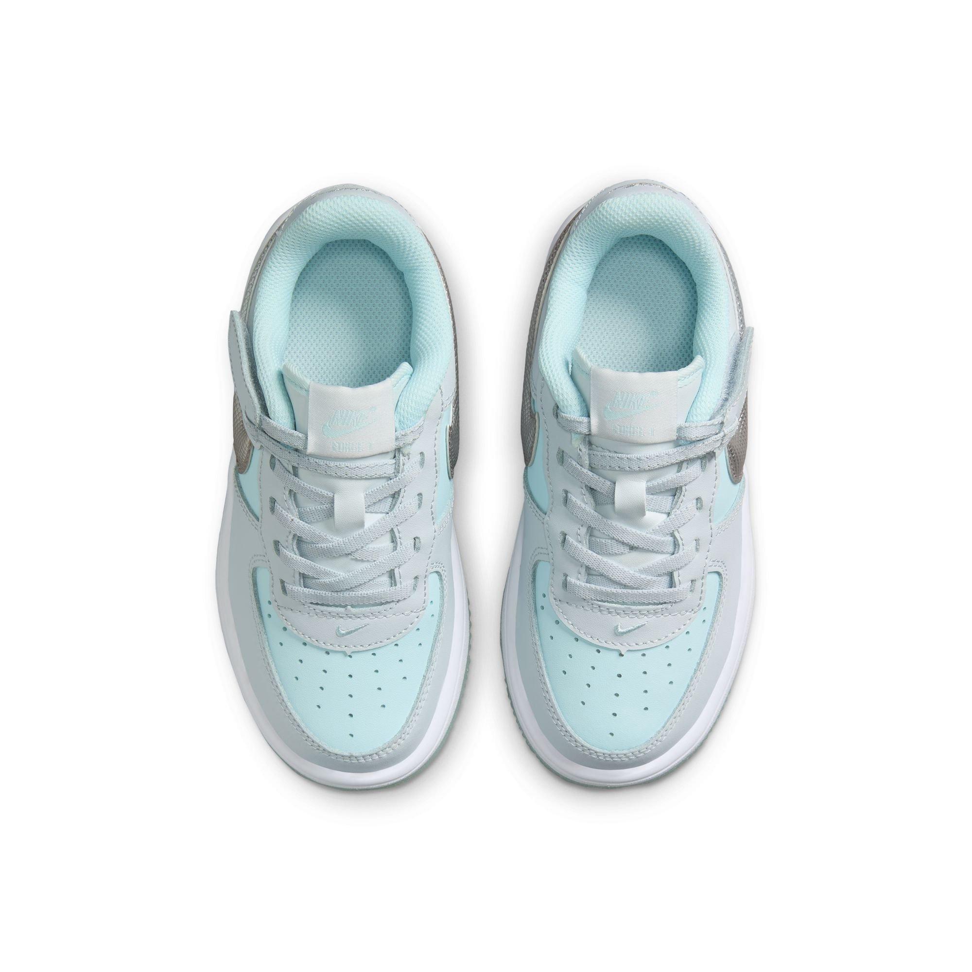 Nike Air Force 1 Low EasyOn Preschool Girls' "Pure Platinum/Metallic Silver" Shoe