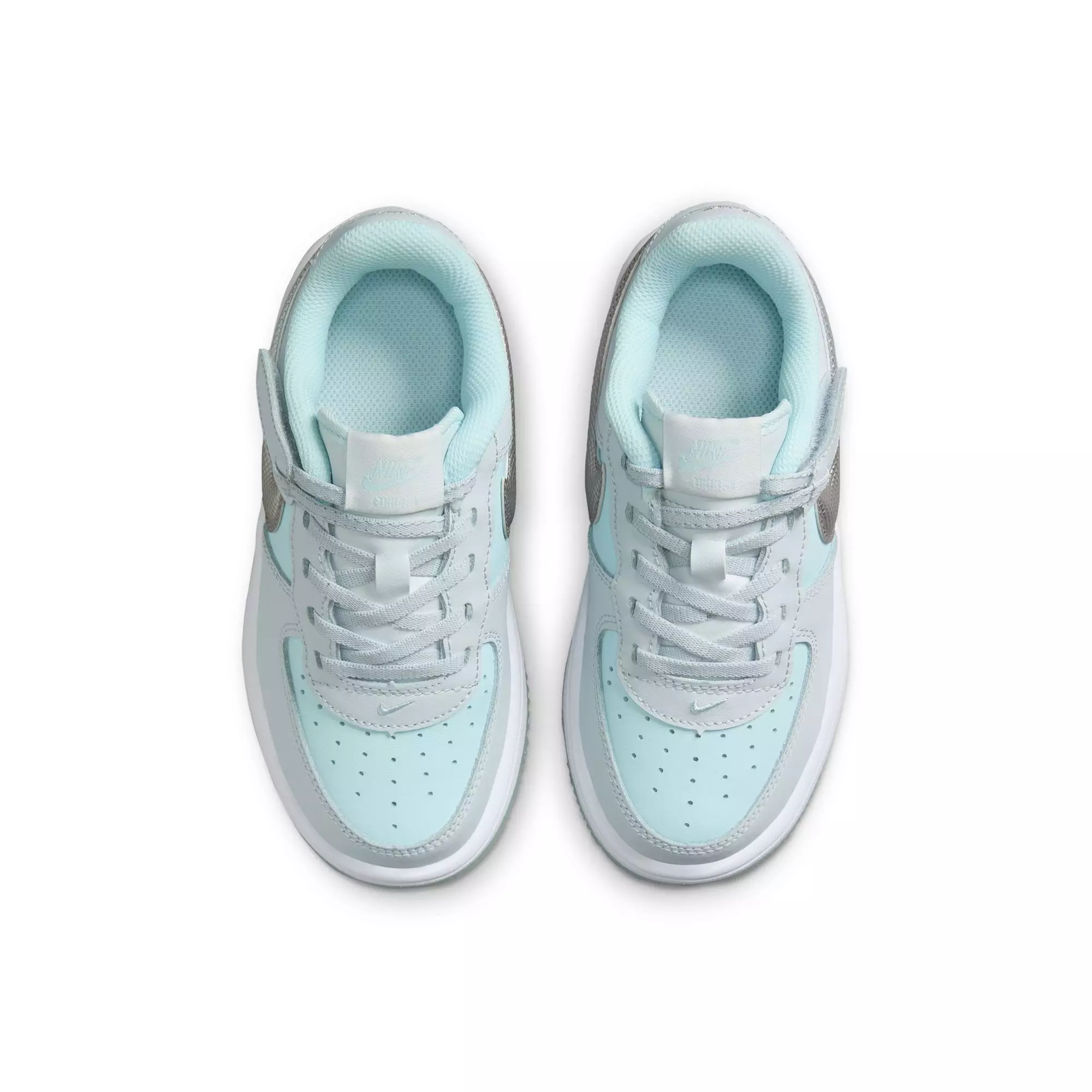 Nike Air Force 1 Low EasyOn "Pure Platinum/Metallic Silver" Preschool Girls' Shoe - GREY/LT BLUE