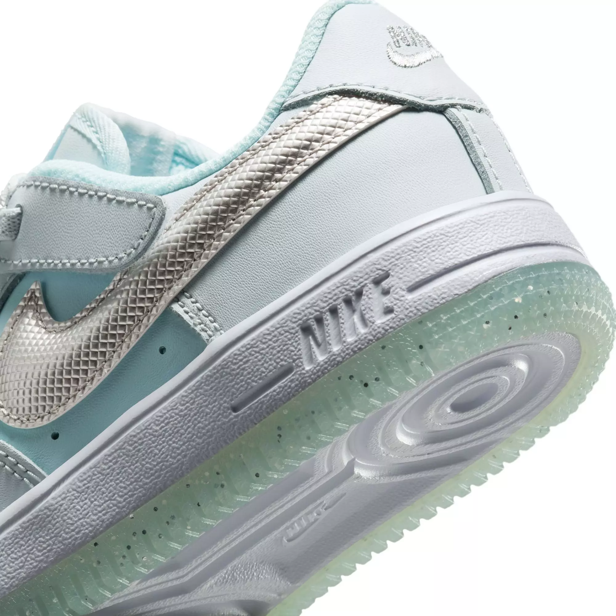 Nike Air Force 1 Low EasyOn "Pure Platinum/Metallic Silver" Preschool Girls' Shoe - GREY/LT BLUE