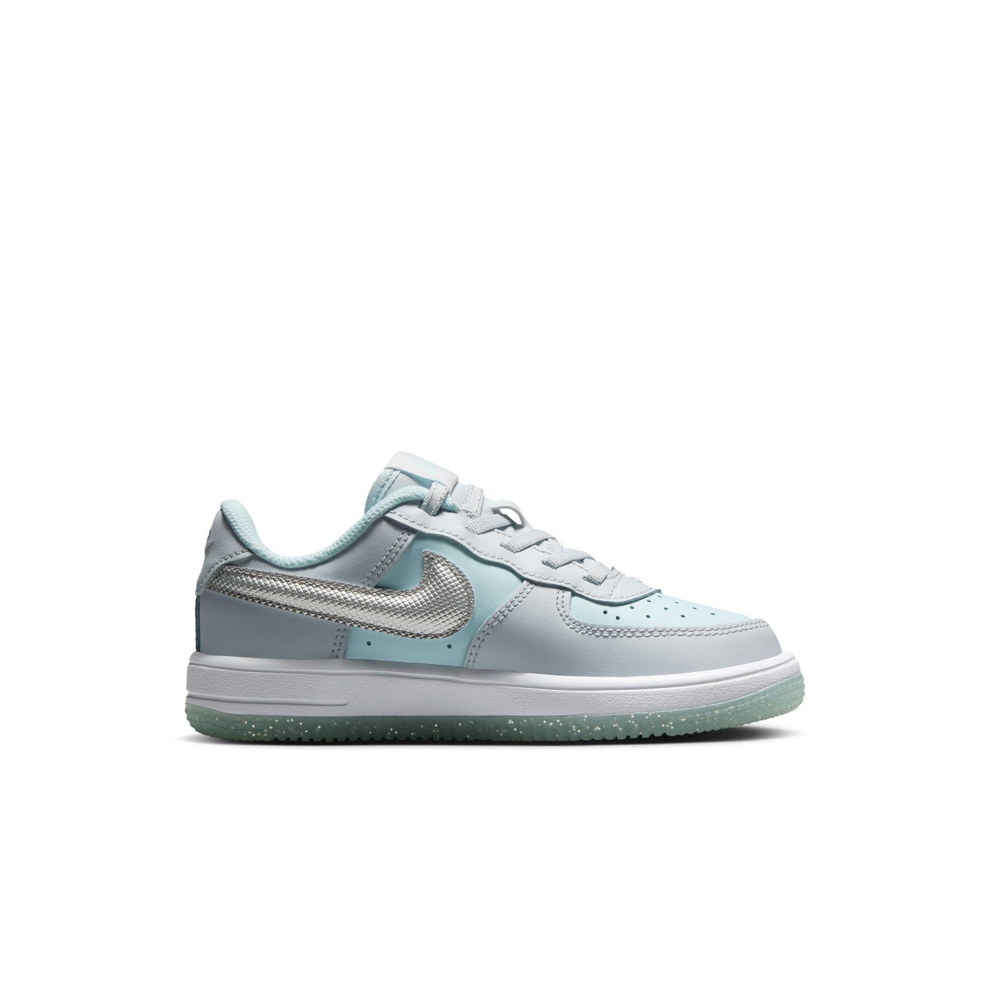 Nike Air Force 1 Low EasyOn Preschool Girls' "Pure Platinum/Metallic Silver" Shoe