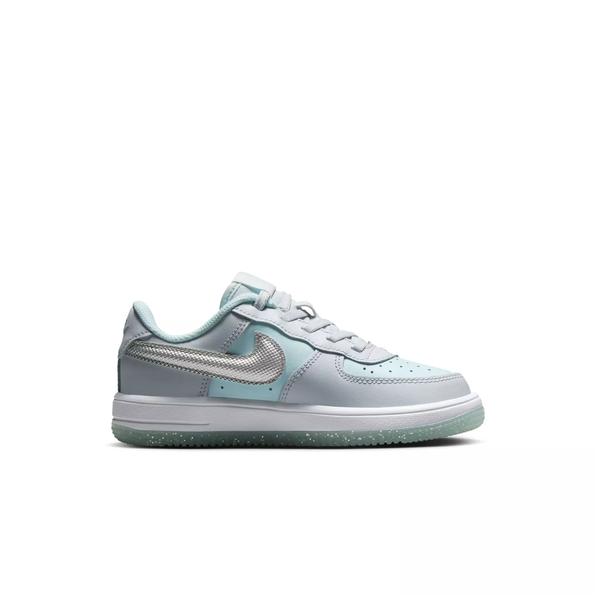 Nike Air Force 1 Low EasyOn "Pure Platinum/Metallic Silver" Preschool Girls' Shoe - GREY/LT BLUE