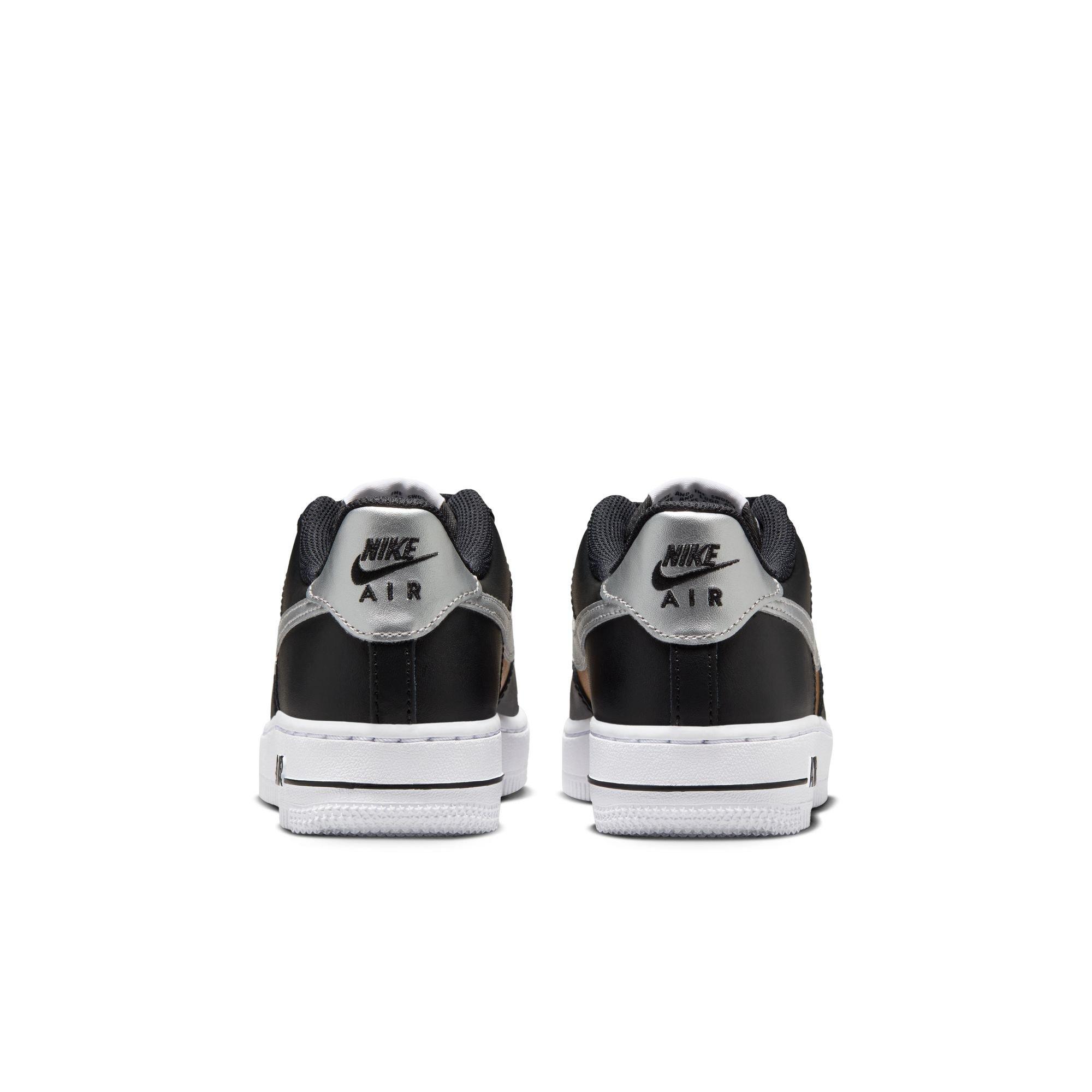 Nike Air Force 1 Preschool Girls' "Black/Metallic Silver/White" Shoe