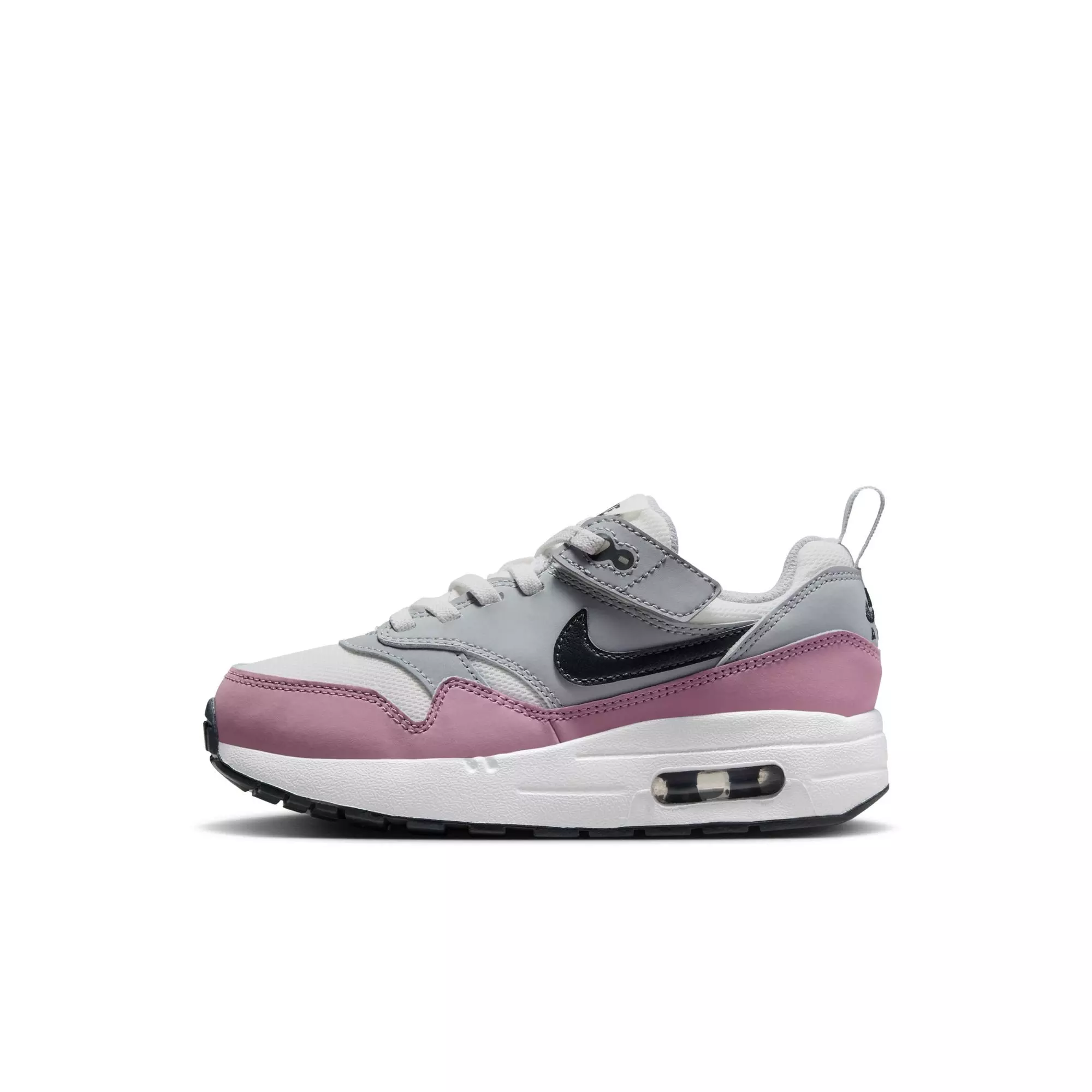 Nike Air Max 1 EasyOn "Summit White/Dk Smoke Grey/Wolf Grey" Toddler Girls' Shoe - WHITE/PURPLE