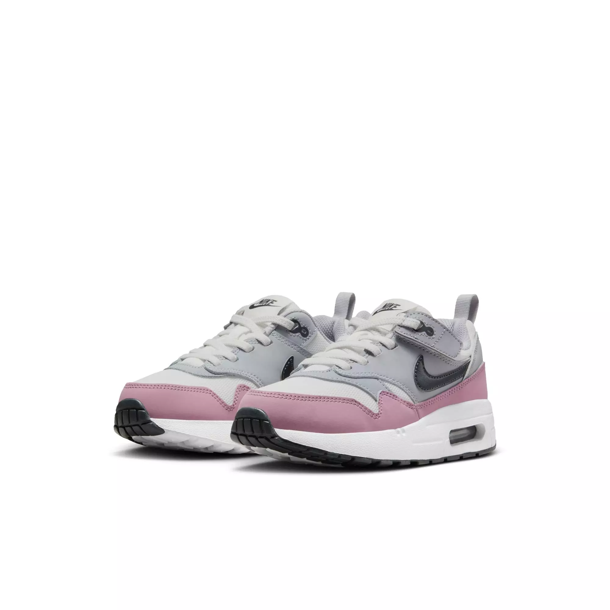 Nike Air Max 1 EasyOn "Summit White/Dk Smoke Grey/Wolf Grey" Toddler Girls' Shoe - WHITE/PURPLE