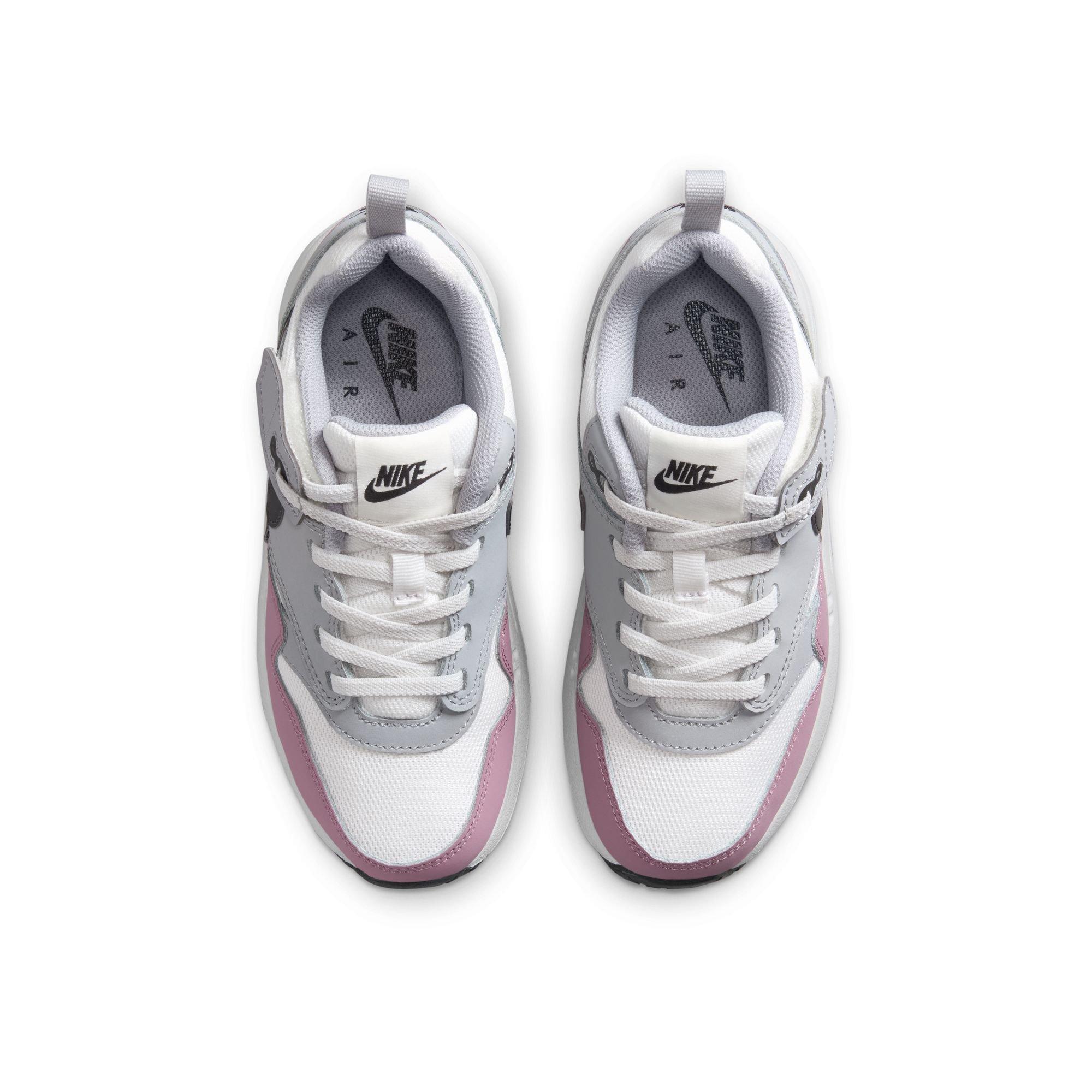 Nike Air Max 1 EasyOn Toddler Girls' "Summit White/Dk Smoke Grey/Wolf Grey" Shoe