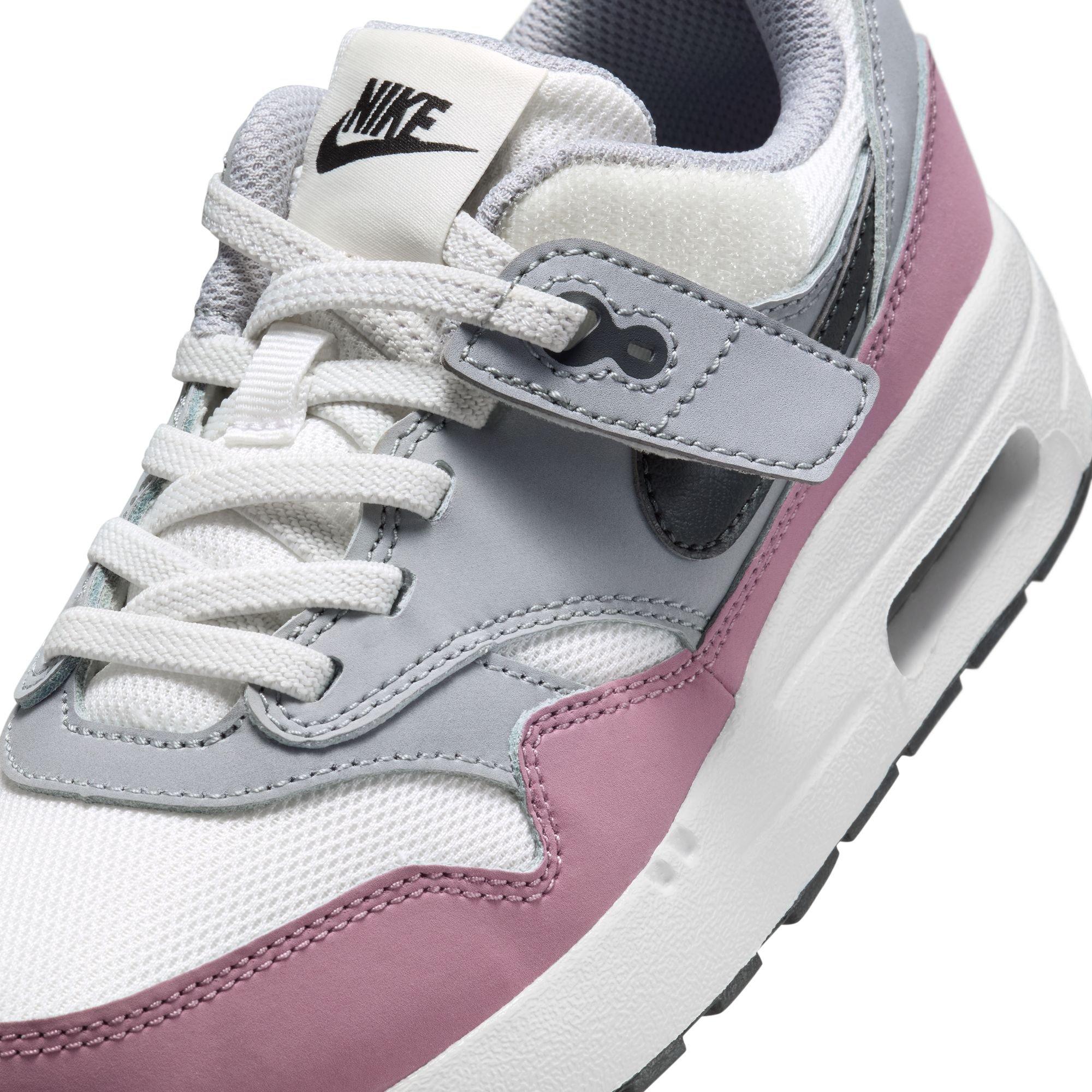 Nike Air Max 1 EasyOn Toddler Girls' "Summit White/Dk Smoke Grey/Wolf Grey" Shoe