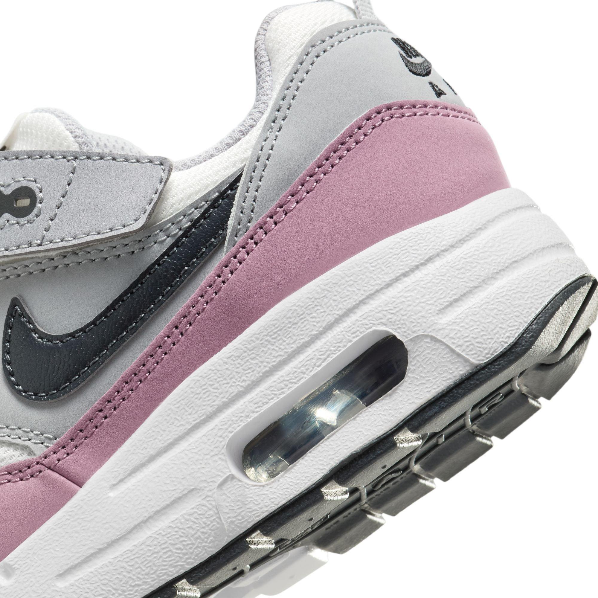 Nike Air Max 1 EasyOn Toddler Girls' "Summit White/Dk Smoke Grey/Wolf Grey" Shoe
