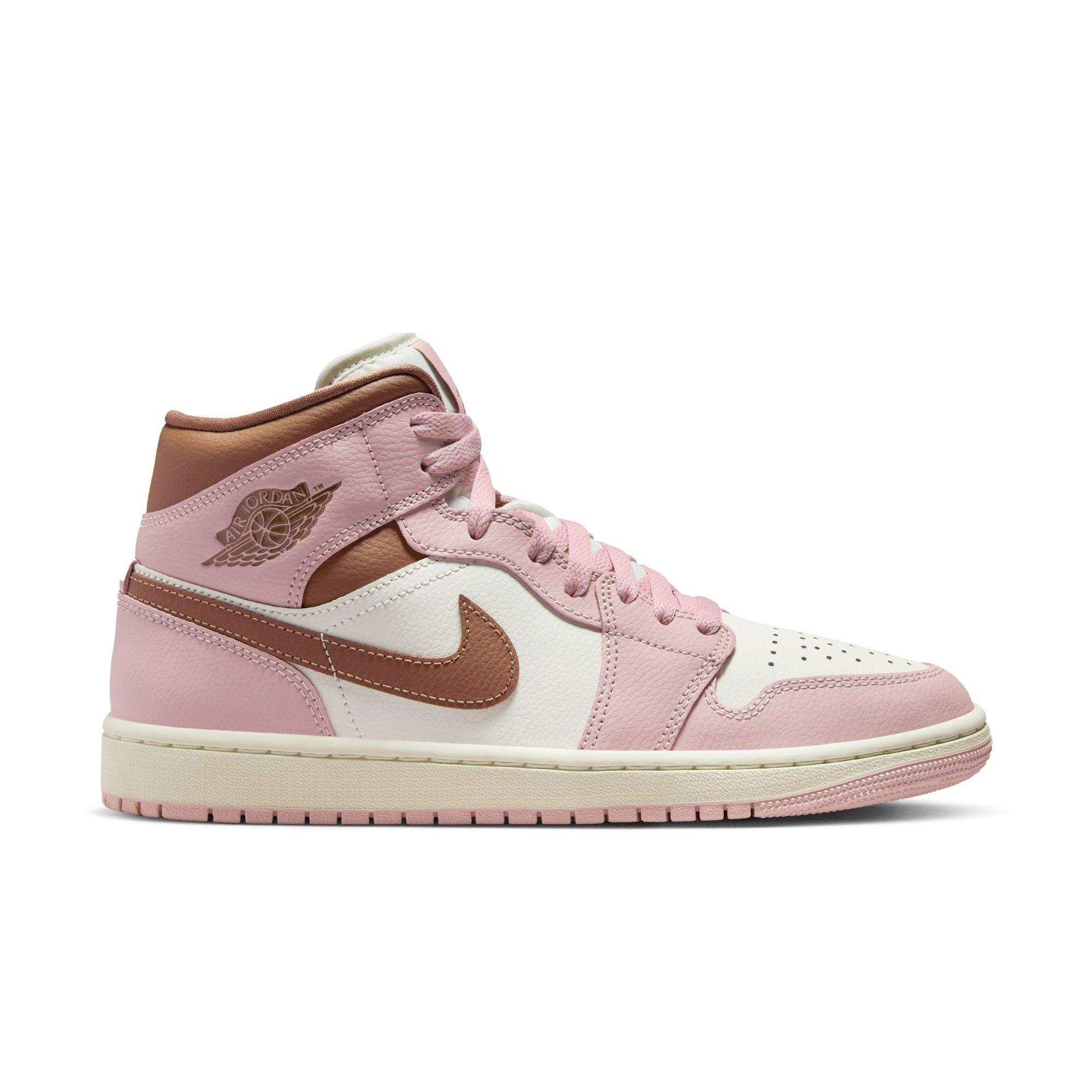Jordan 1 Mid "Pink Oxford/Archaeo Brown/Sail" Women's Shoe - PINK/BROWN Thumbnail View 1