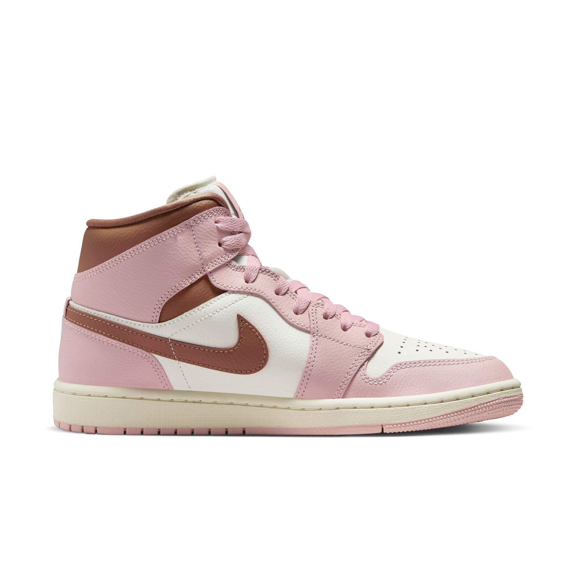 Jordan 1 Mid "Pink Oxford/Archaeo Brown/Sail" Women's Shoe - PINK/BROWN Thumbnail View 2