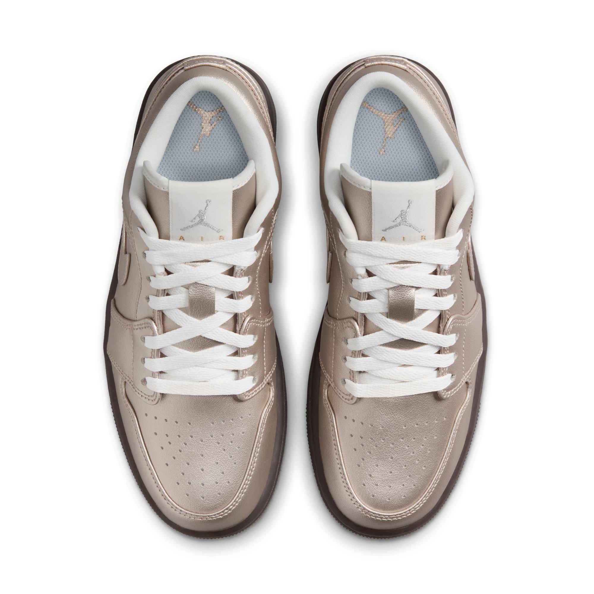 Jordan 1 Low SE "Metallic Zinc/Summit White" Women's Shoe - SILVER/BROWN Thumbnail View 6