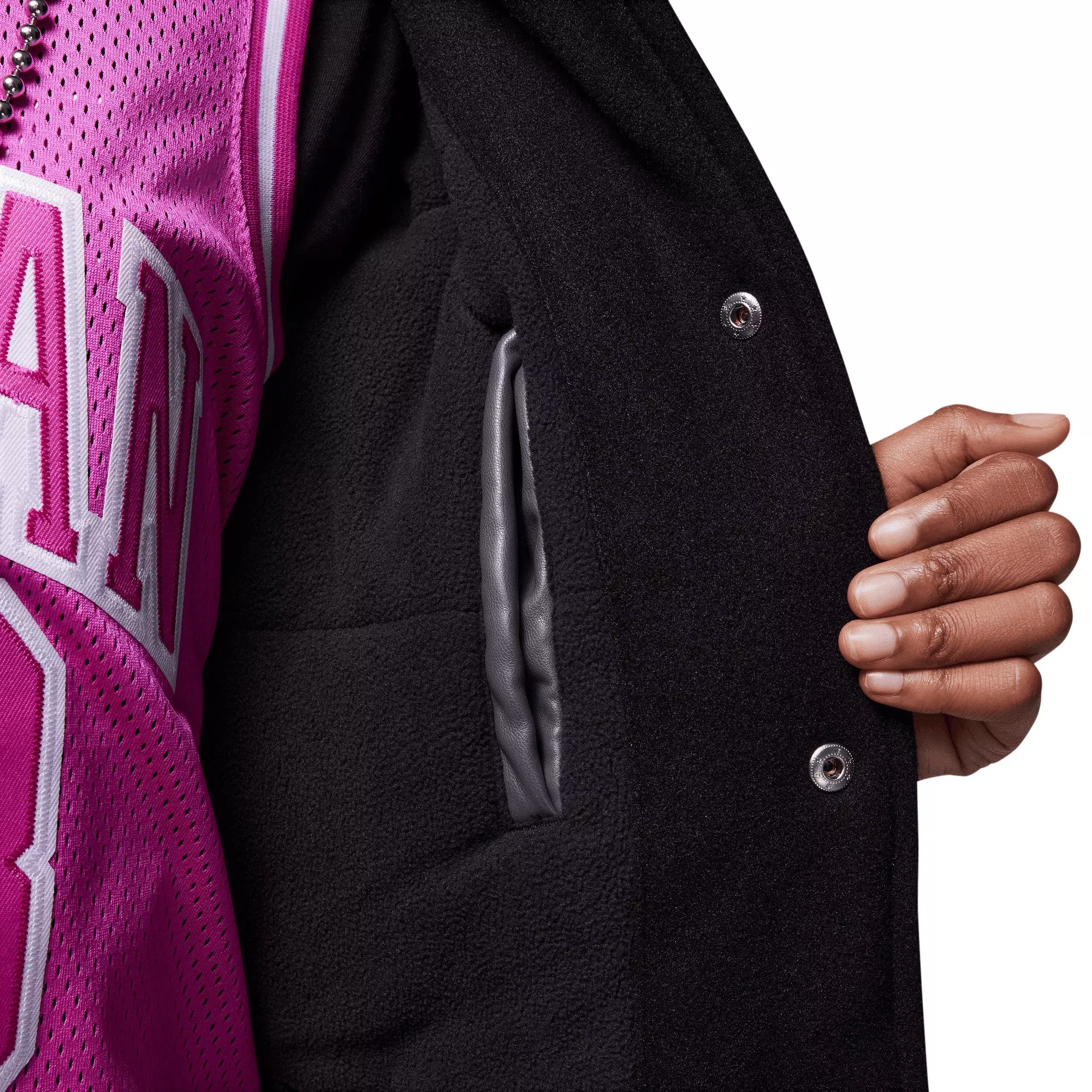 Jordan Big Girls' Varsity Jacket - BLACK/PINK