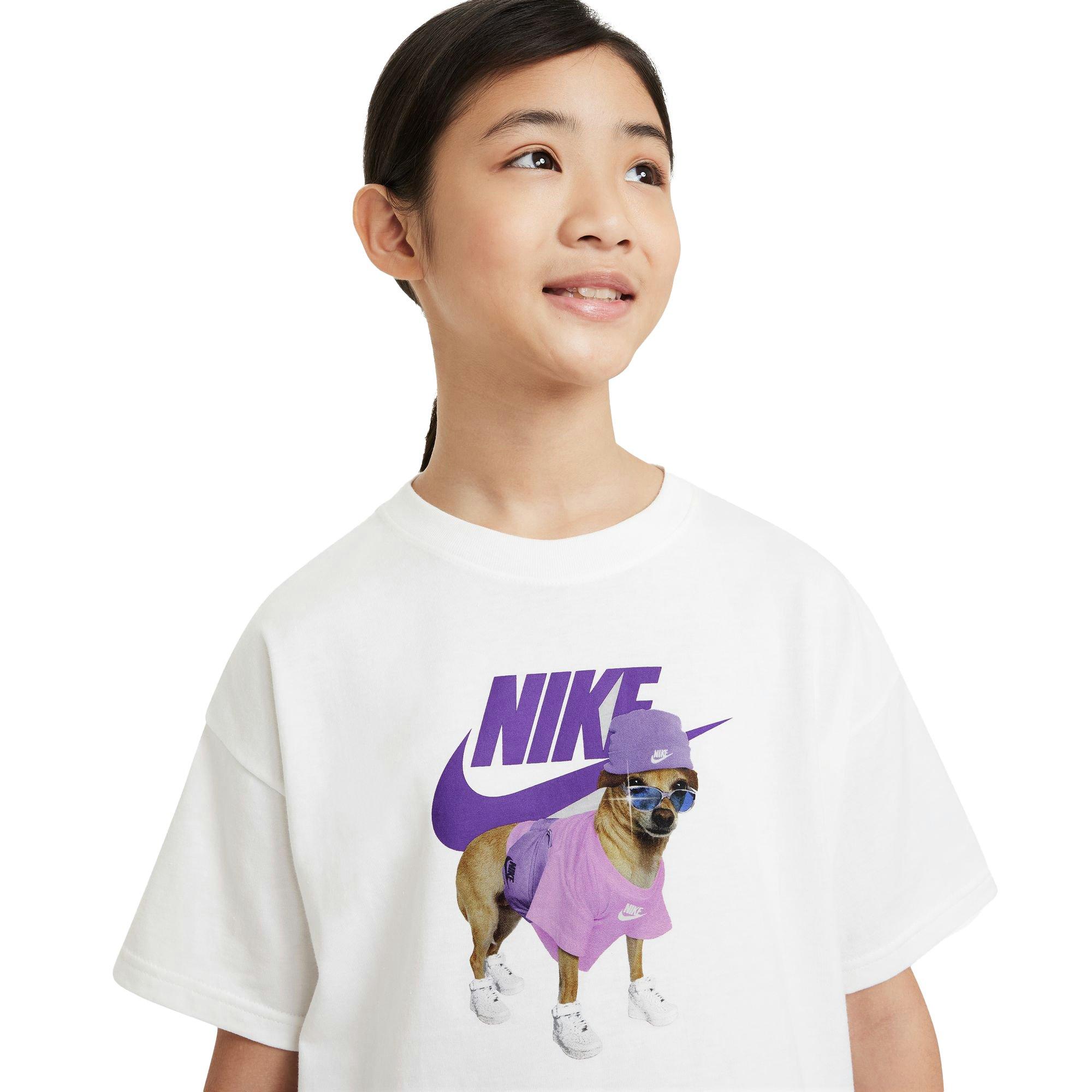 Nike Big Girls' Sportswear Futura Tee - White - WHITE Thumbnail View 3