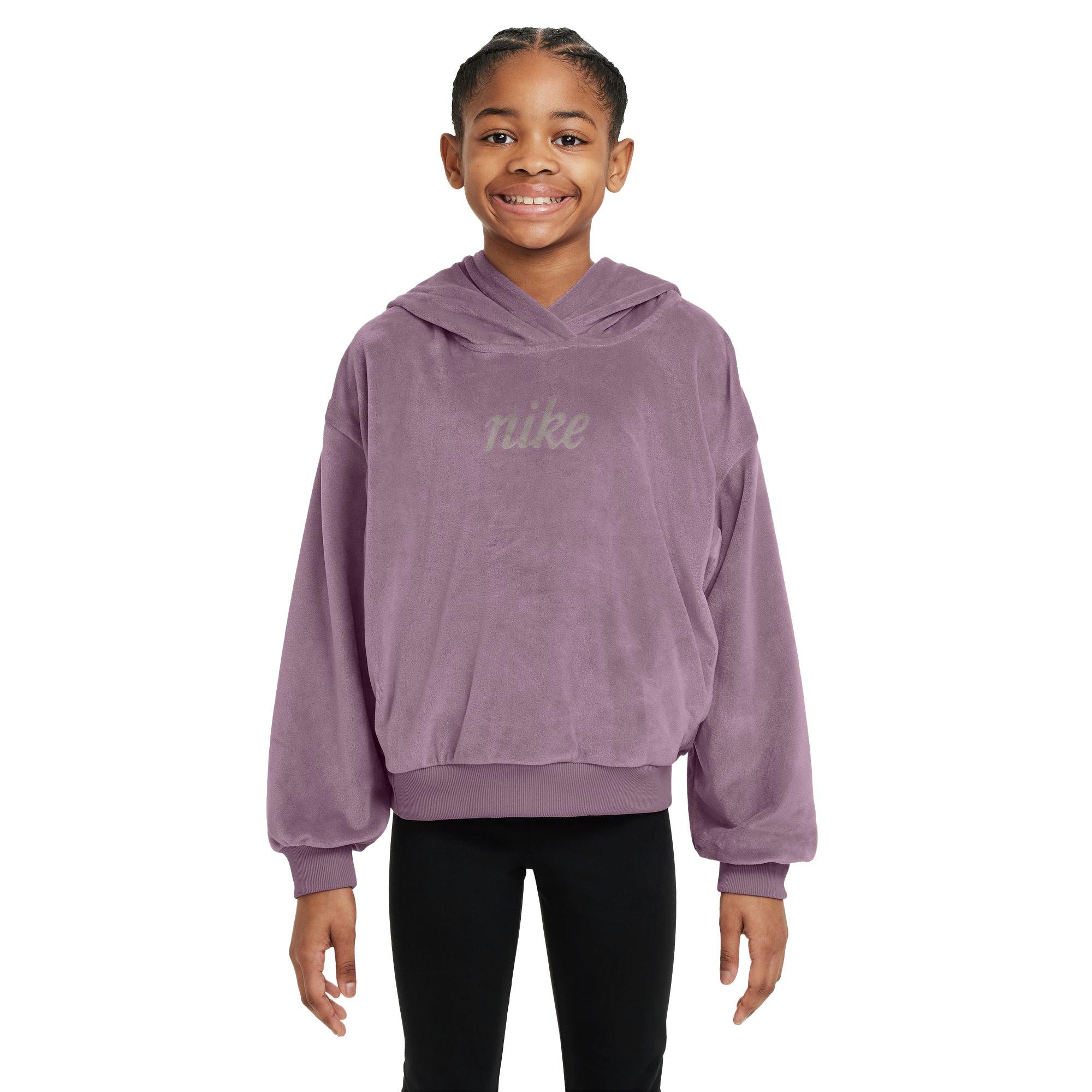 Nike Big Girls' Sportswear Pullover Hoodie - Pink - PINK Thumbnail View 1