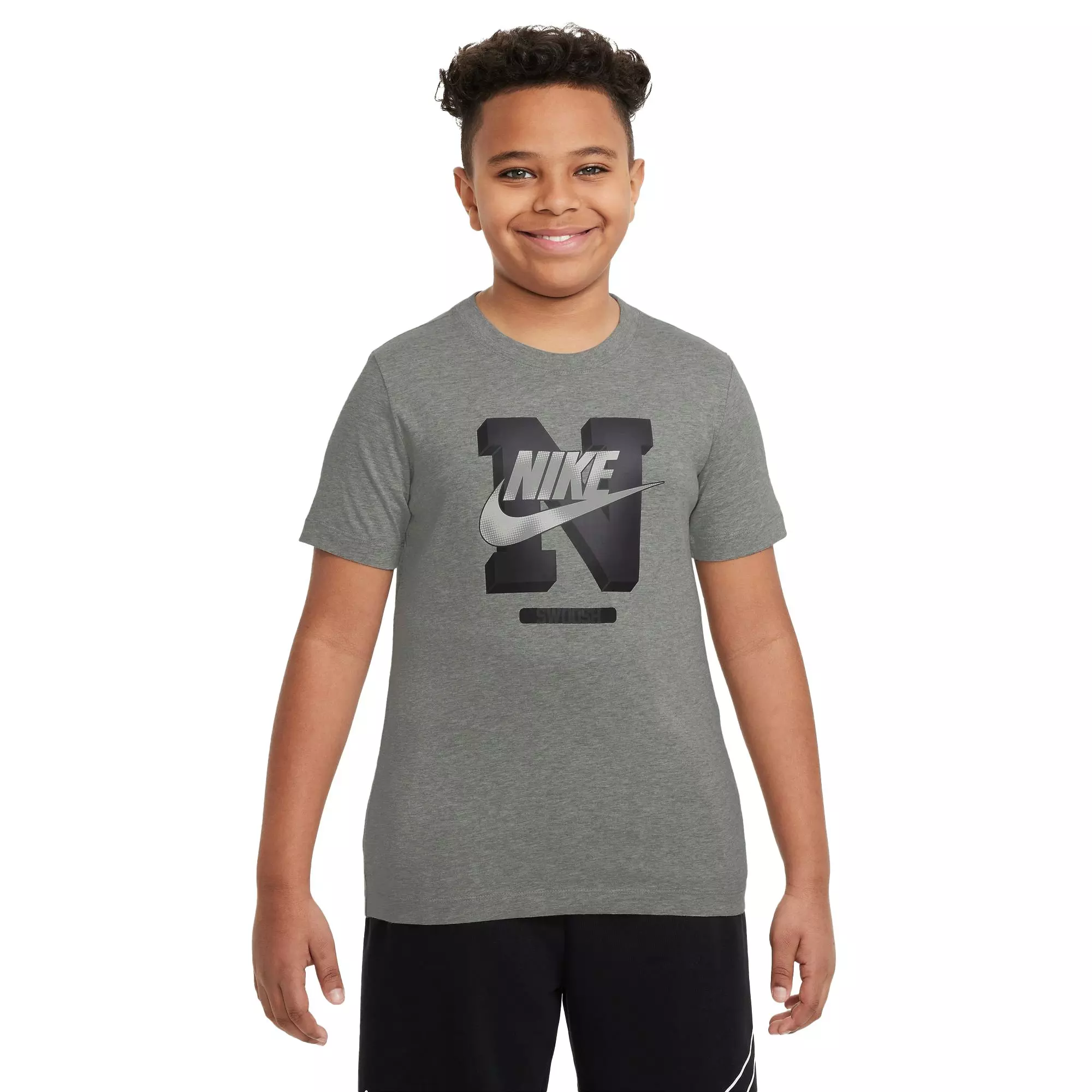 Nike Big Boys' Sportswear Futura Tee - Grey - GREY