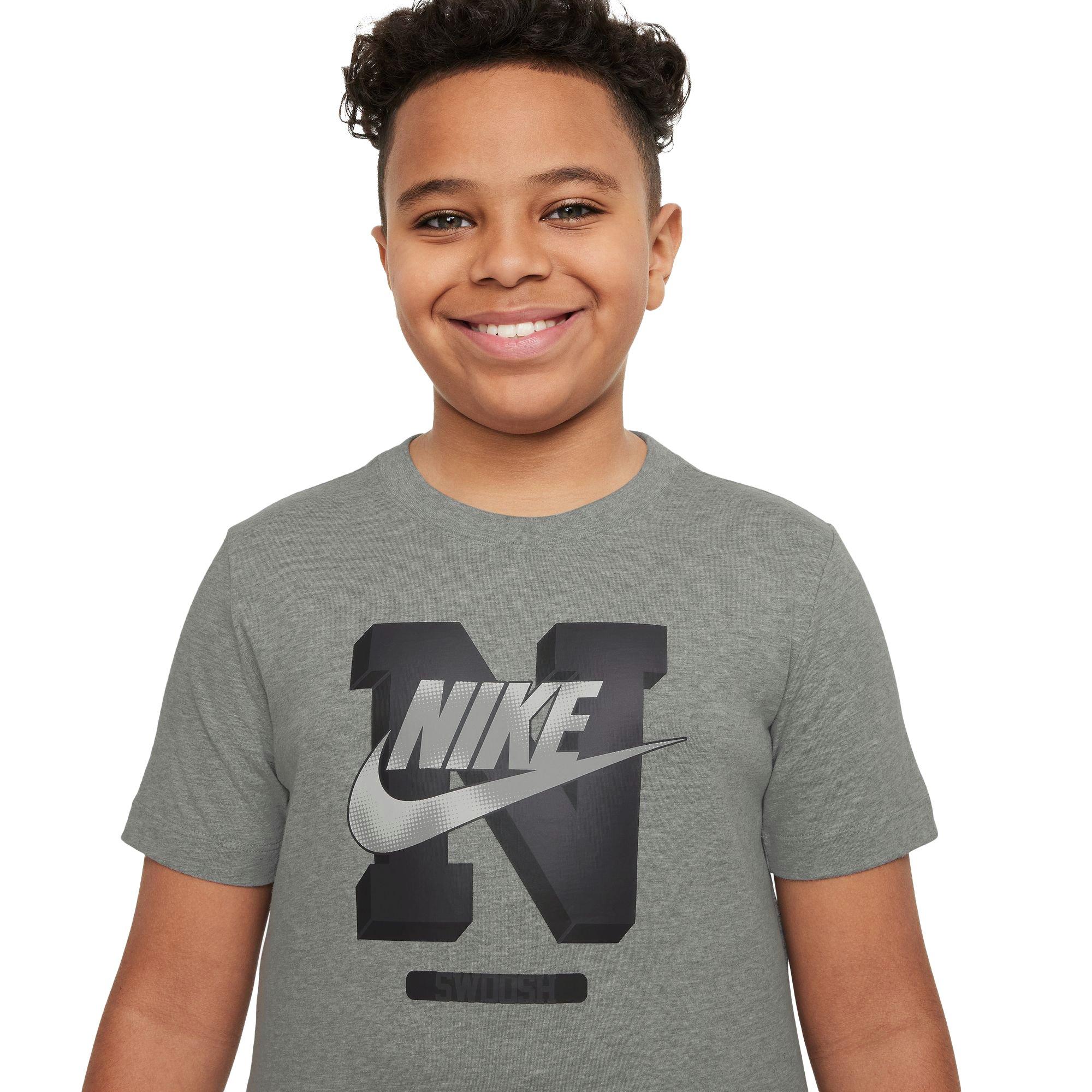 Nike Big Boys' Sportswear Futura Tee - Grey - GREY Thumbnail View 3