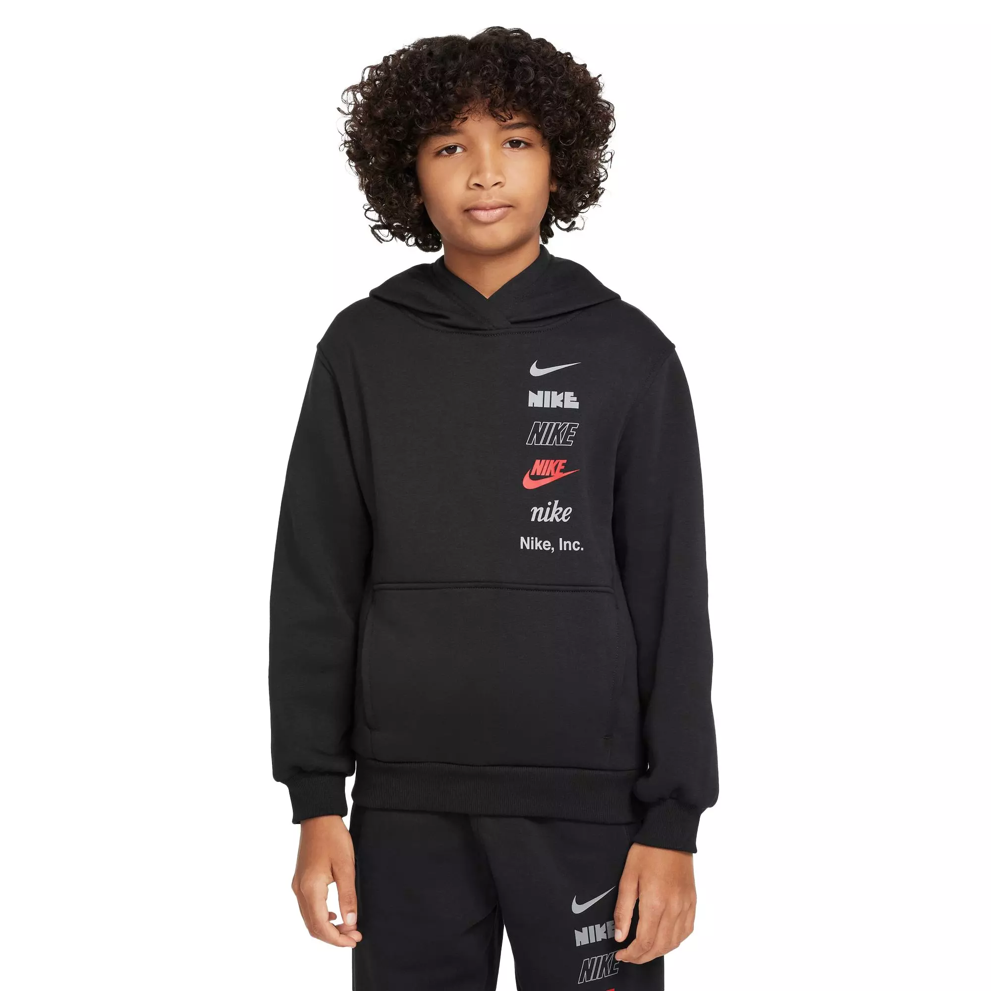 Nike Big Boys' Sportswear Club Fleece Logo Pullover Hoodie - BLACK