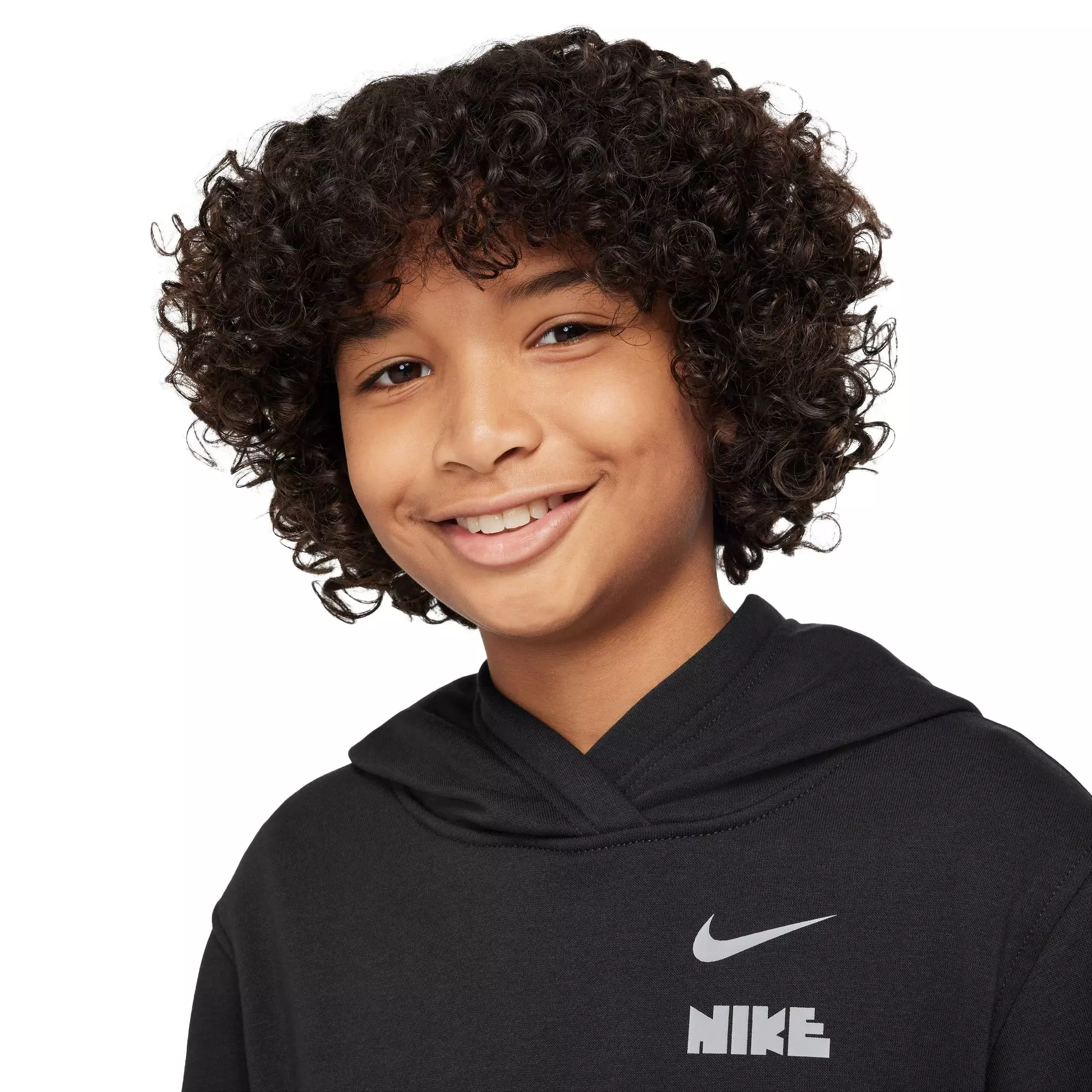 Nike Big Boys' Sportswear Club Fleece Logo Pullover Hoodie - BLACK