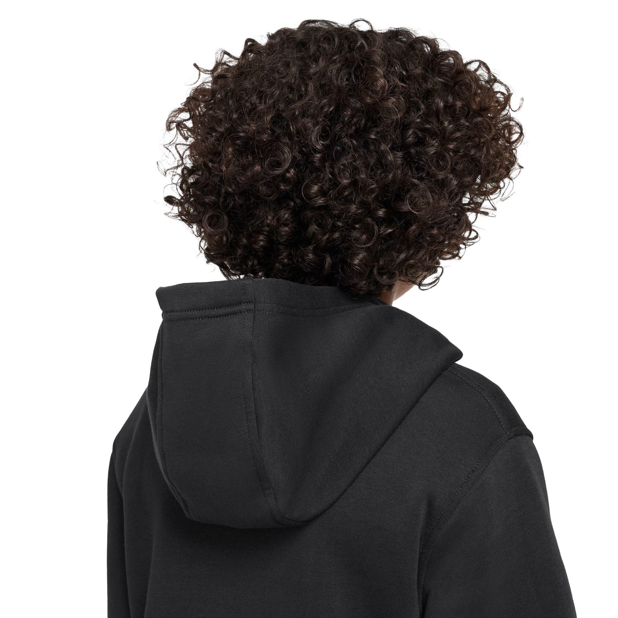 Nike Big Boys' Sportswear Club Fleece Logo Pullover Hoodie - BLACK Thumbnail View 6