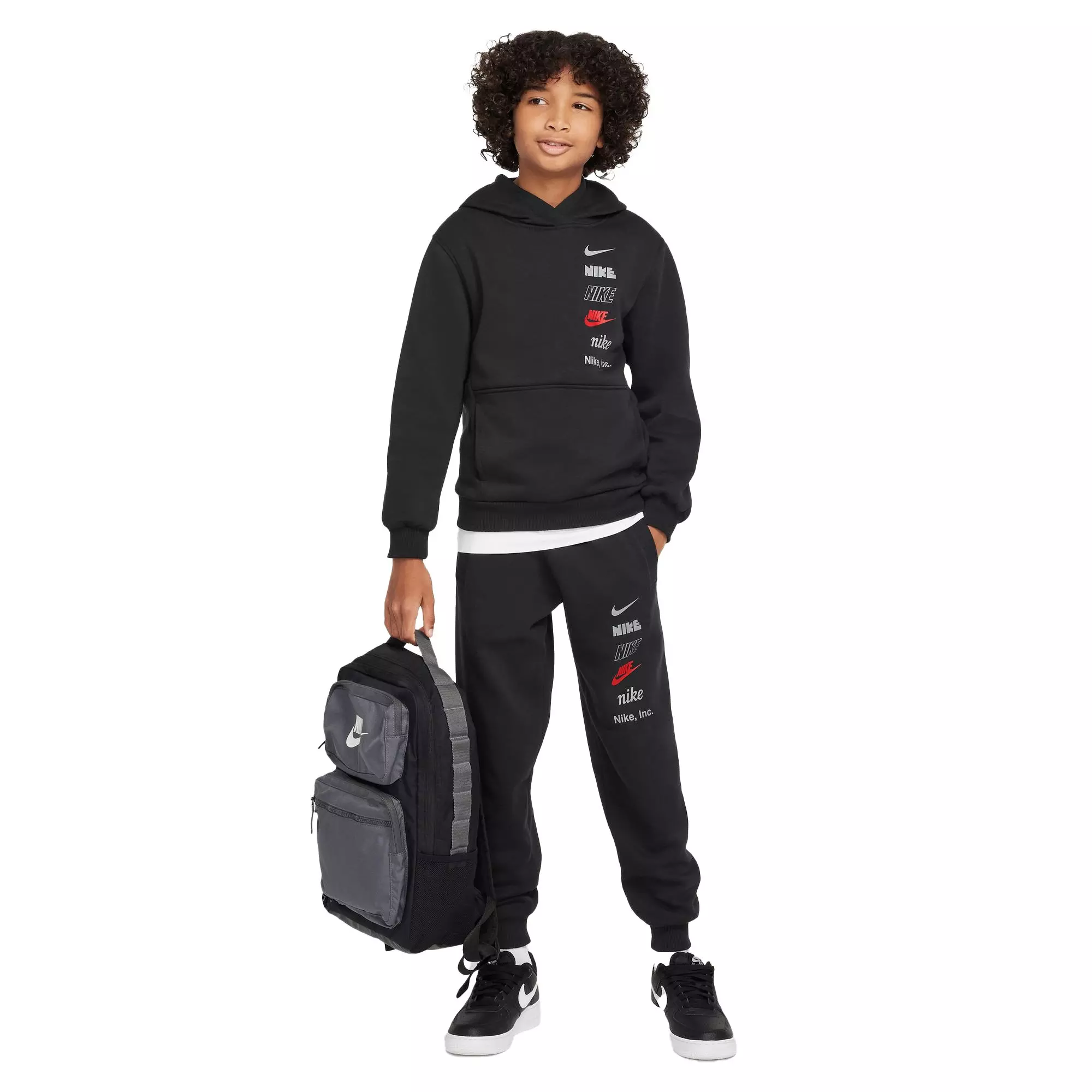 Nike Big Boys' Sportswear Club Fleece Pullover Hoodie - BLACK