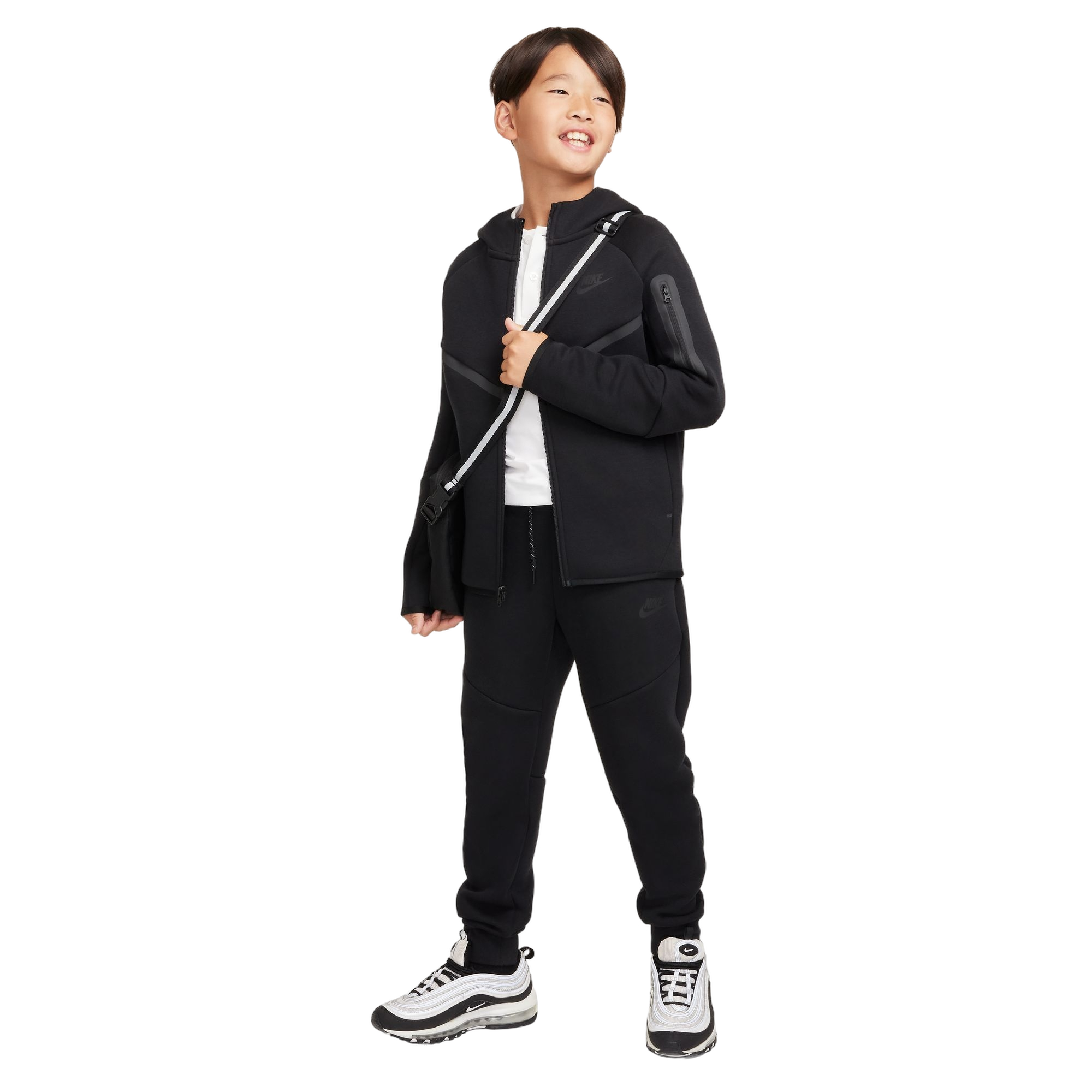 Nike Big Boys' Sportswear Tech Fleece Joggers - Black/Black - BLACK/BLACK Thumbnail View 8