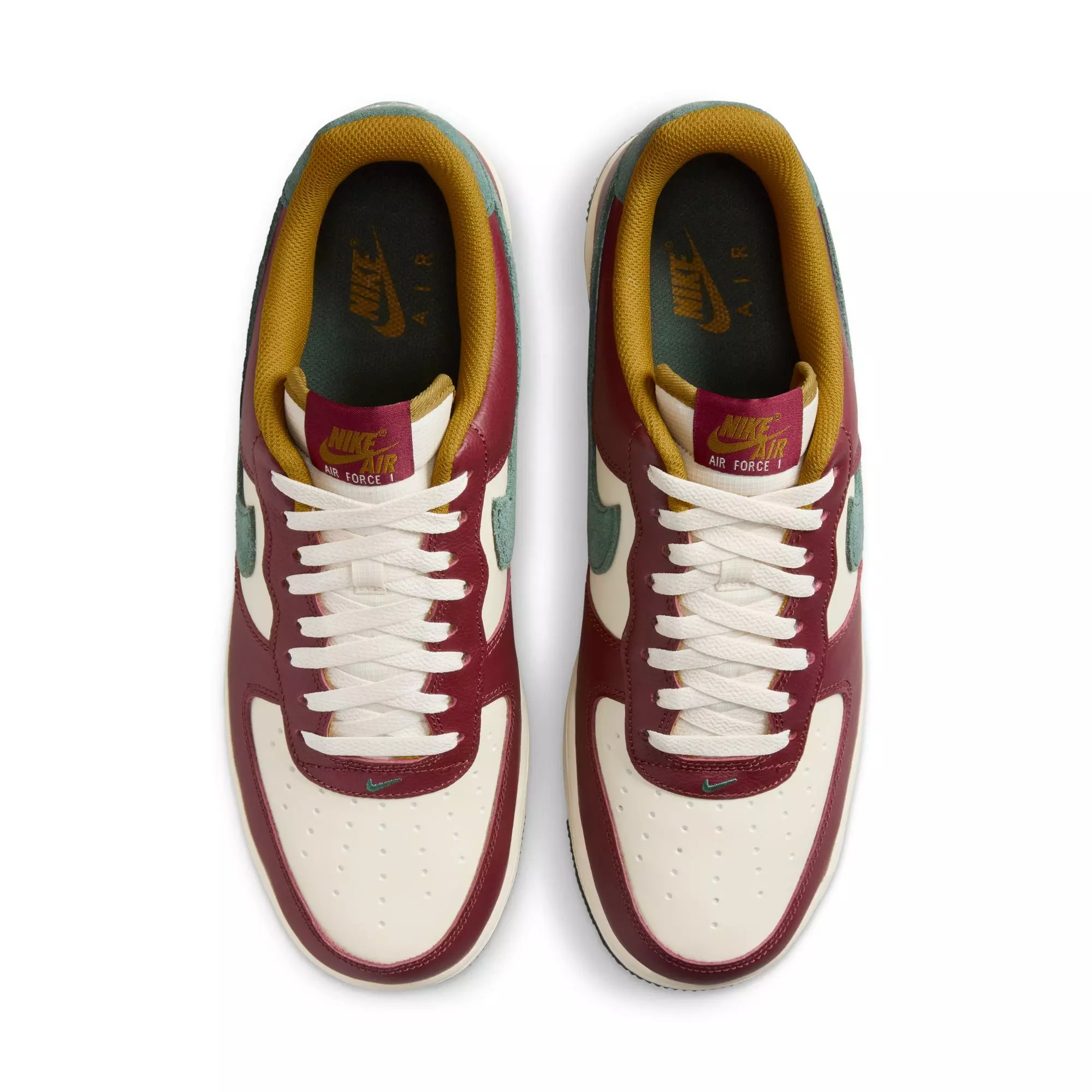 Nike Air Force 1 '07 LV8 "Coconut Milk/Vintage Green/Dark Team Red" Men's Shoe - BURGUNDY
