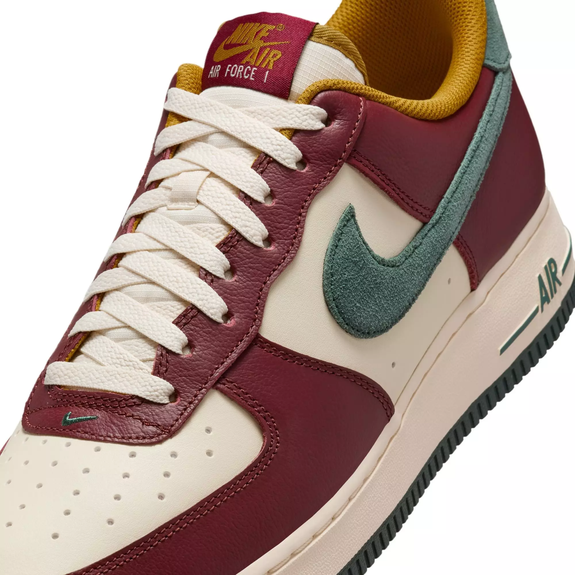 Nike Air Force 1 '07 LV8 "Coconut Milk/Vintage Green/Dark Team Red" Men's Shoe - BURGUNDY