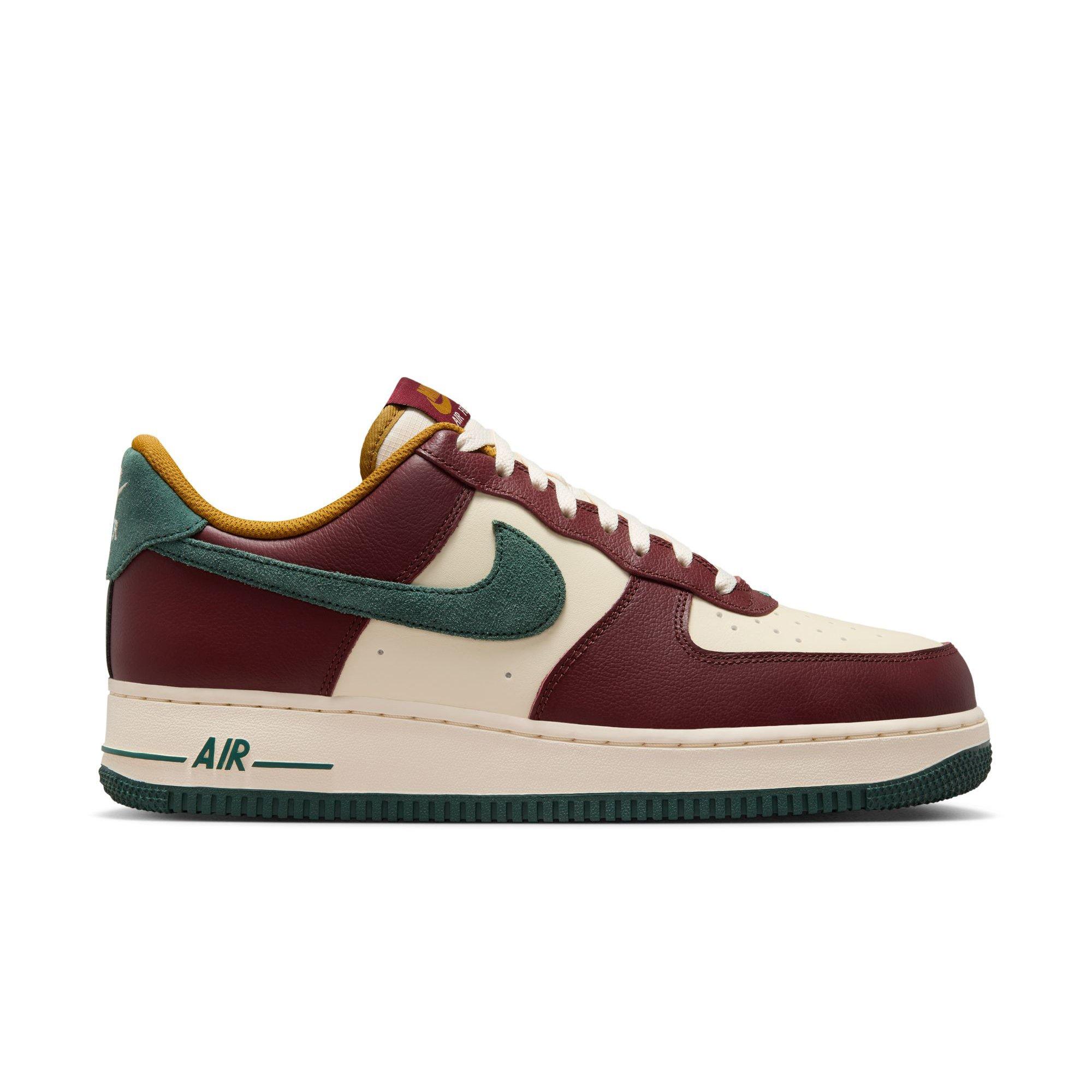 Nike Air Force 1 '07 LV8 "Coconut Milk/Vintage Green/Dark Team Red" Men's Shoe - BURGUNDY
