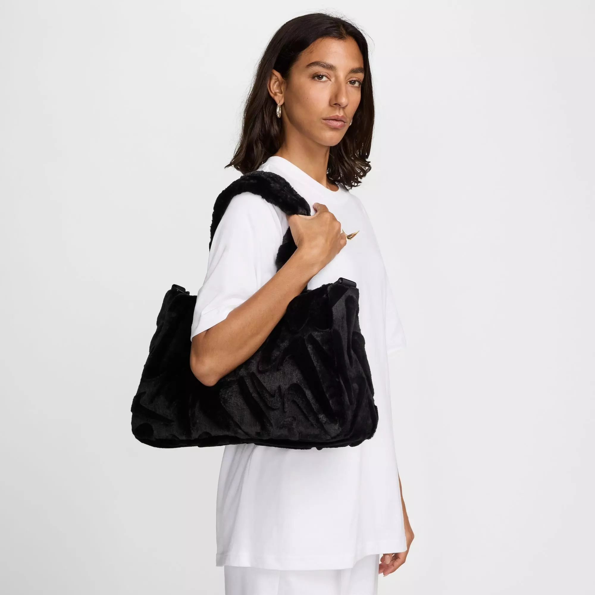 Nike Sportswear Faux Fur Tote Bag - Black - BLACK