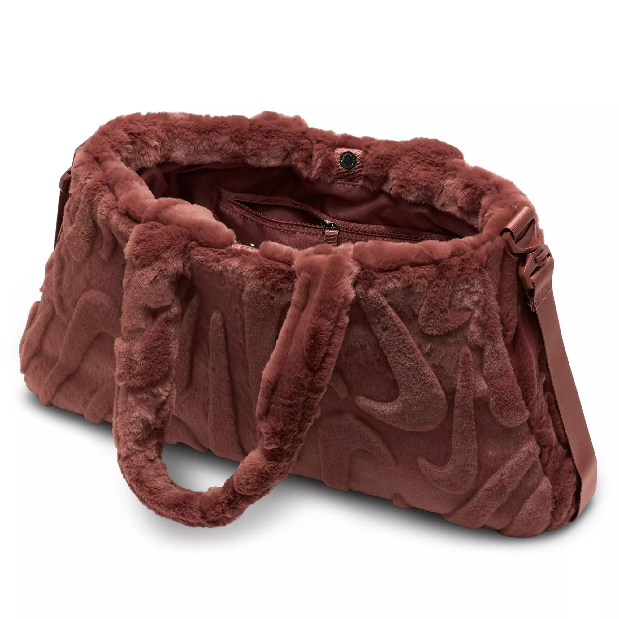 Nike Sportswear Faux Fur Tote Bag - Maroon - MAROON