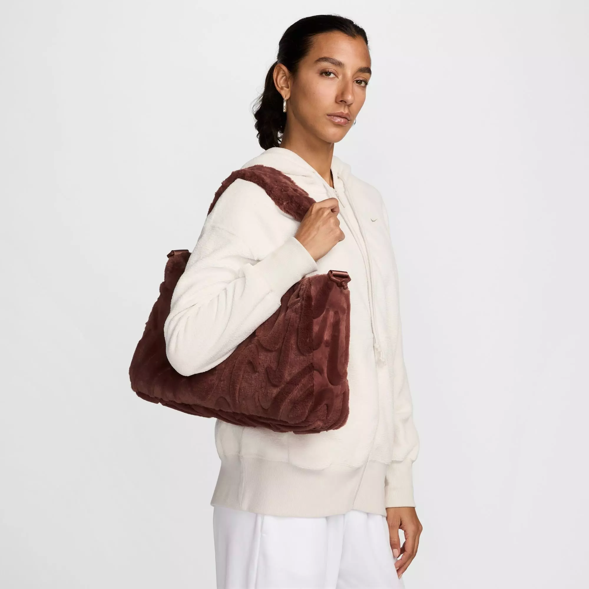 Nike Sportswear Faux Fur Tote Bag - Maroon - MAROON