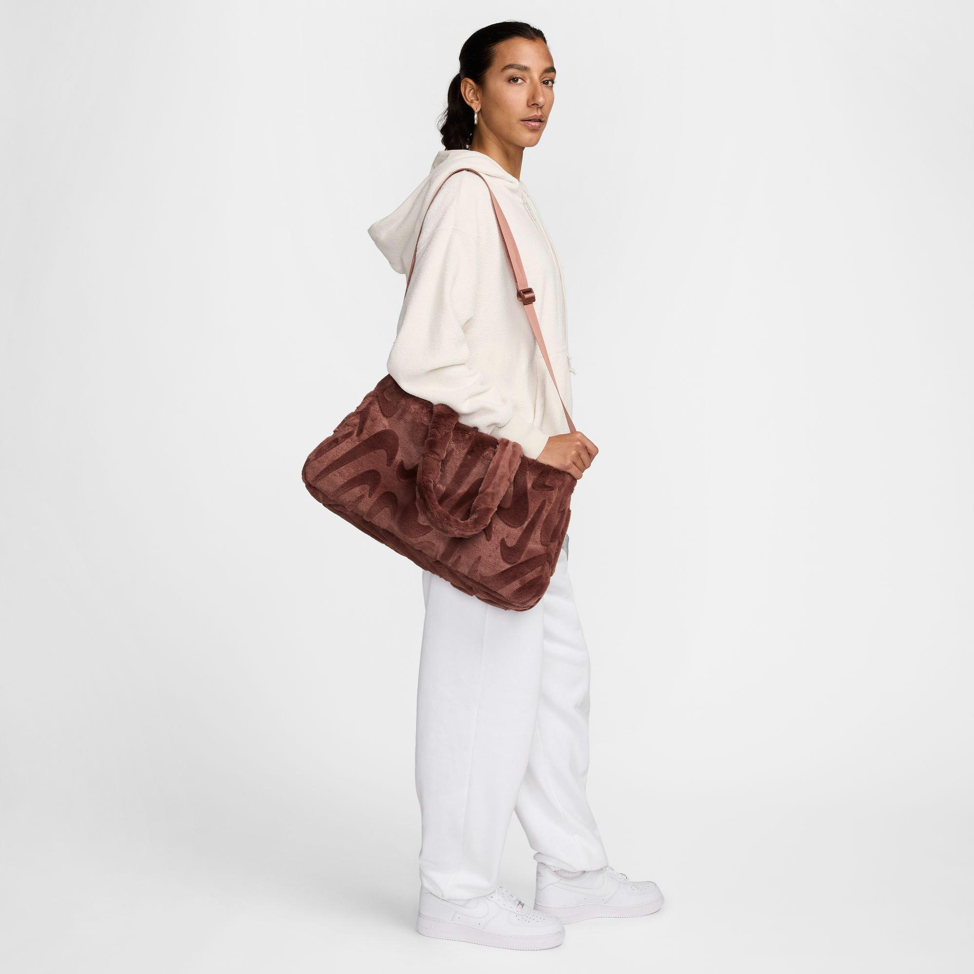 Nike Sportswear Faux Fur Tote Bag-Maroon