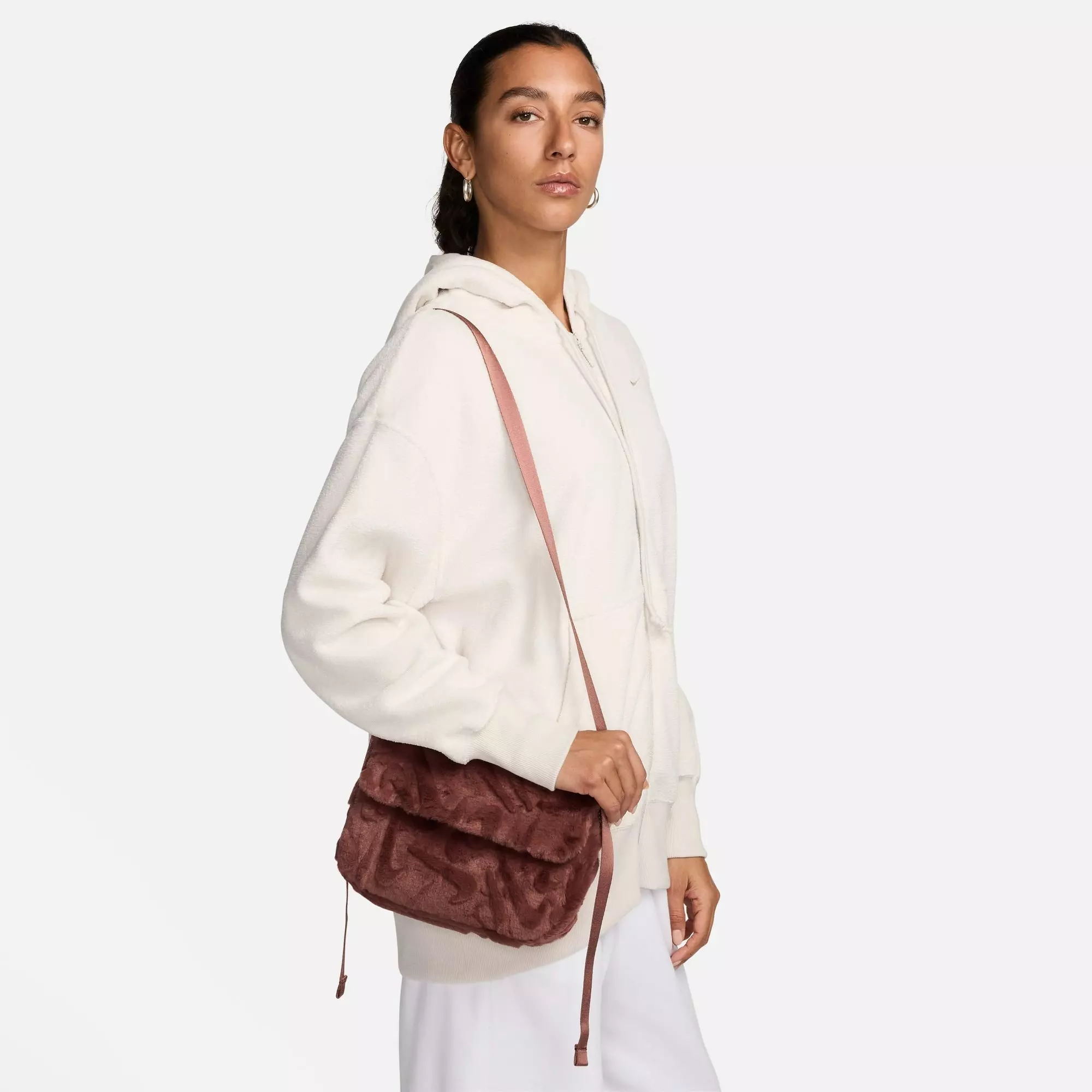 Nike Sportswear Futura 365 Faux Fur Crossbody Bag-Maroon - MAROON