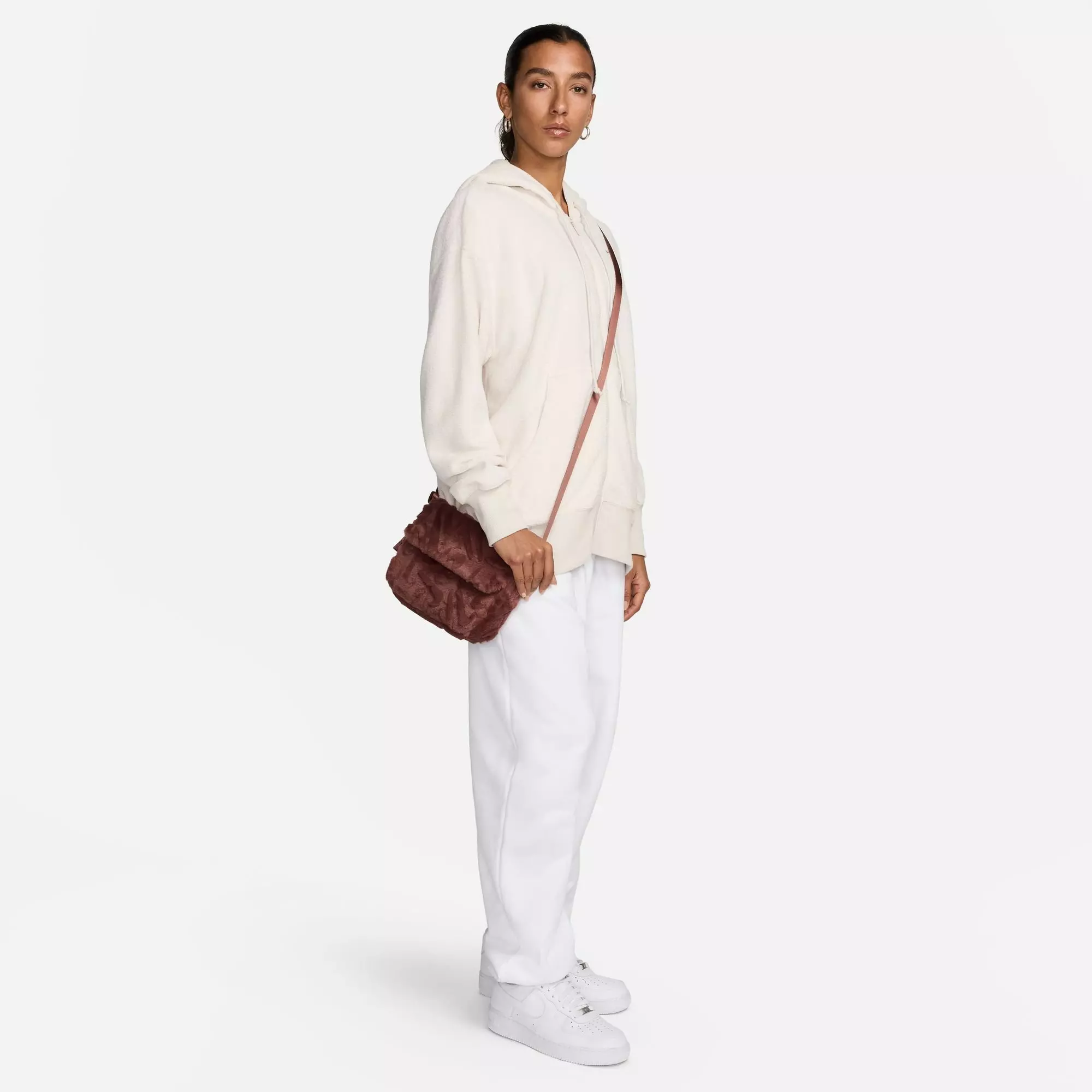 Nike Sportswear Futura 365 Faux Fur Crossbody Bag-Maroon - MAROON