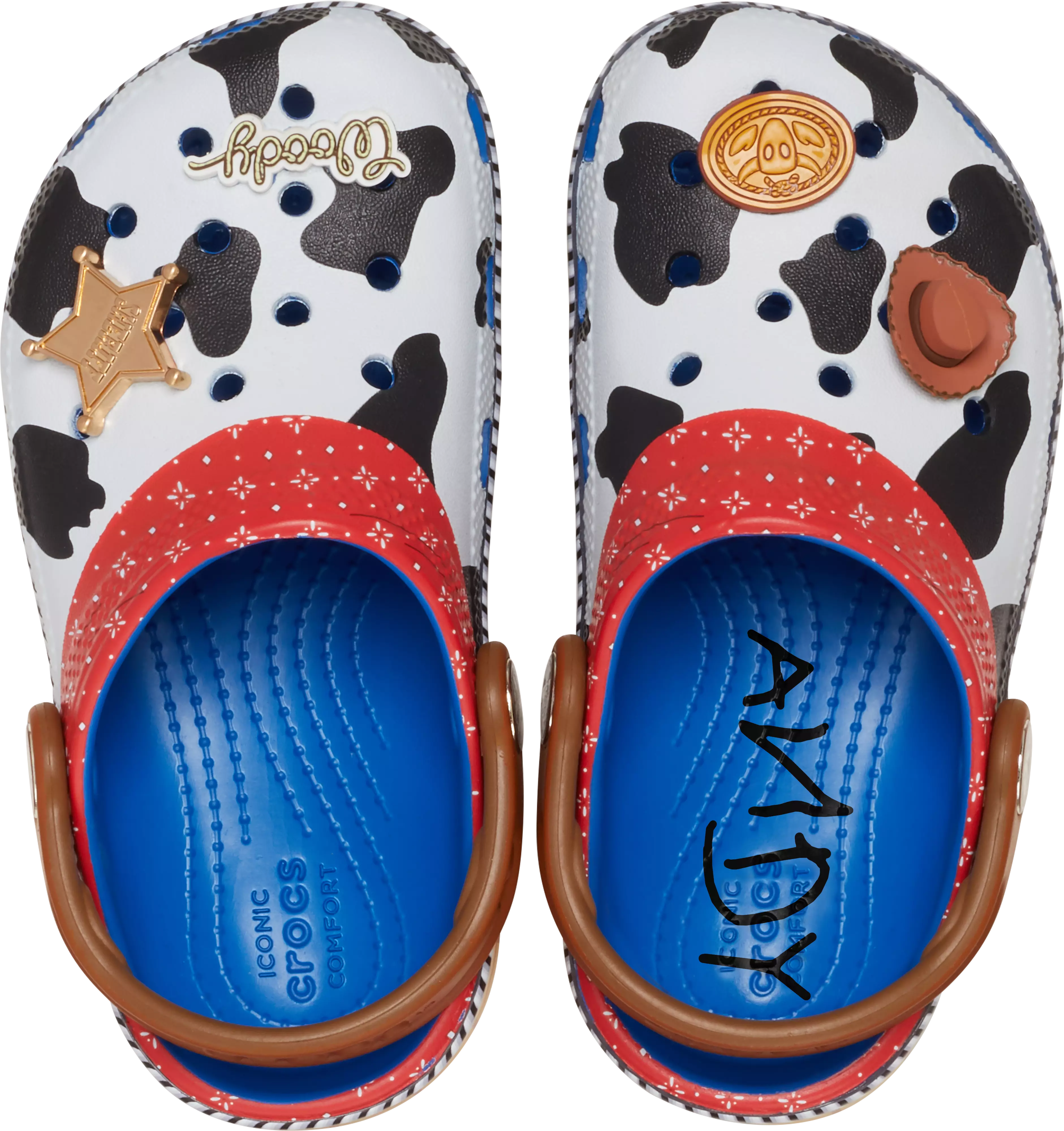 Crocs Classic Toy Story "Sheriff Woody" Toddler Kids' Clog - WHITE/BROWN