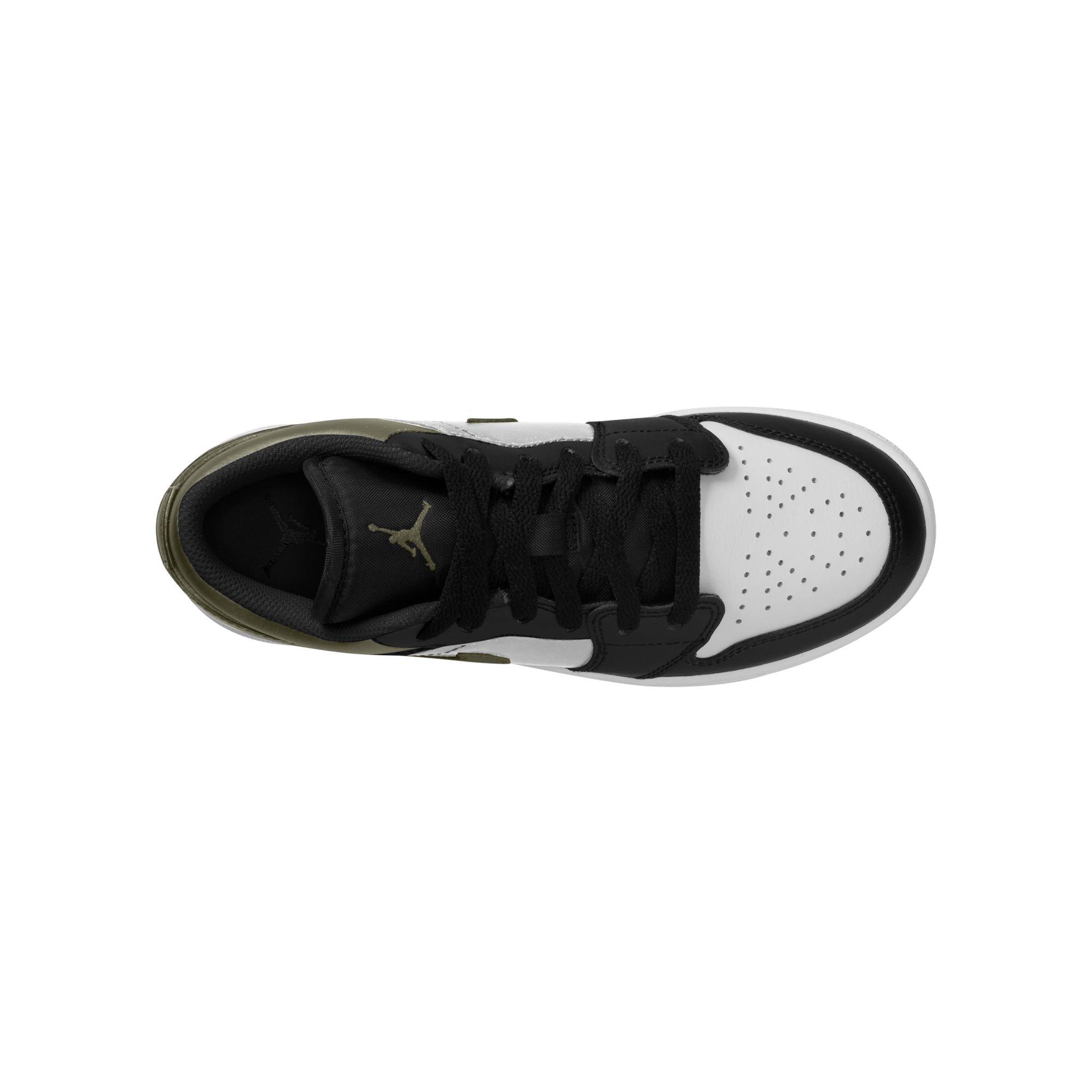 Jordan 1 Low Grade School Boys' "Black/White/Medium Olive" Shoe