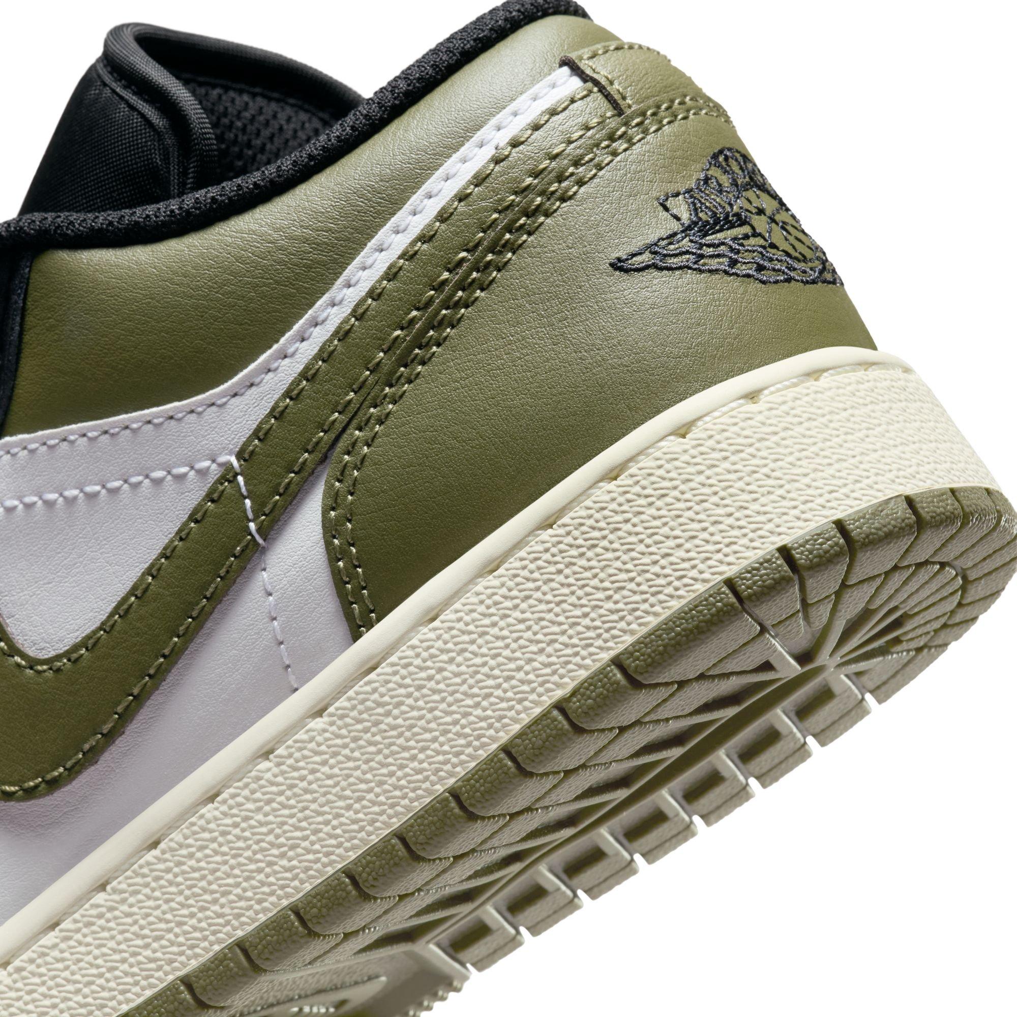 Jordan 1 Low Grade School Boys' "Black/White/Medium Olive" Shoe