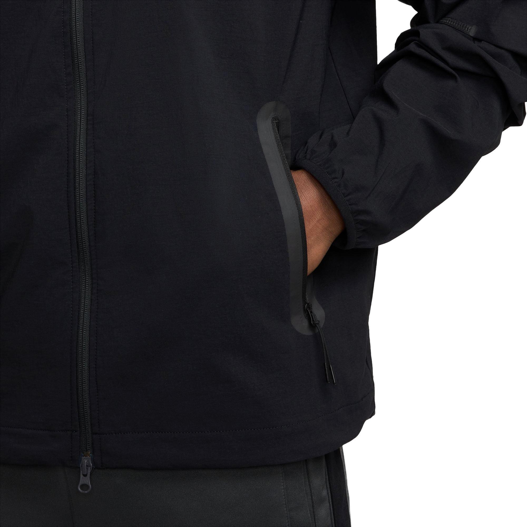 Nike Men's Sportswear Tech Full-Zip Woven Windrunner Jacket - BLACK Thumbnail View 3