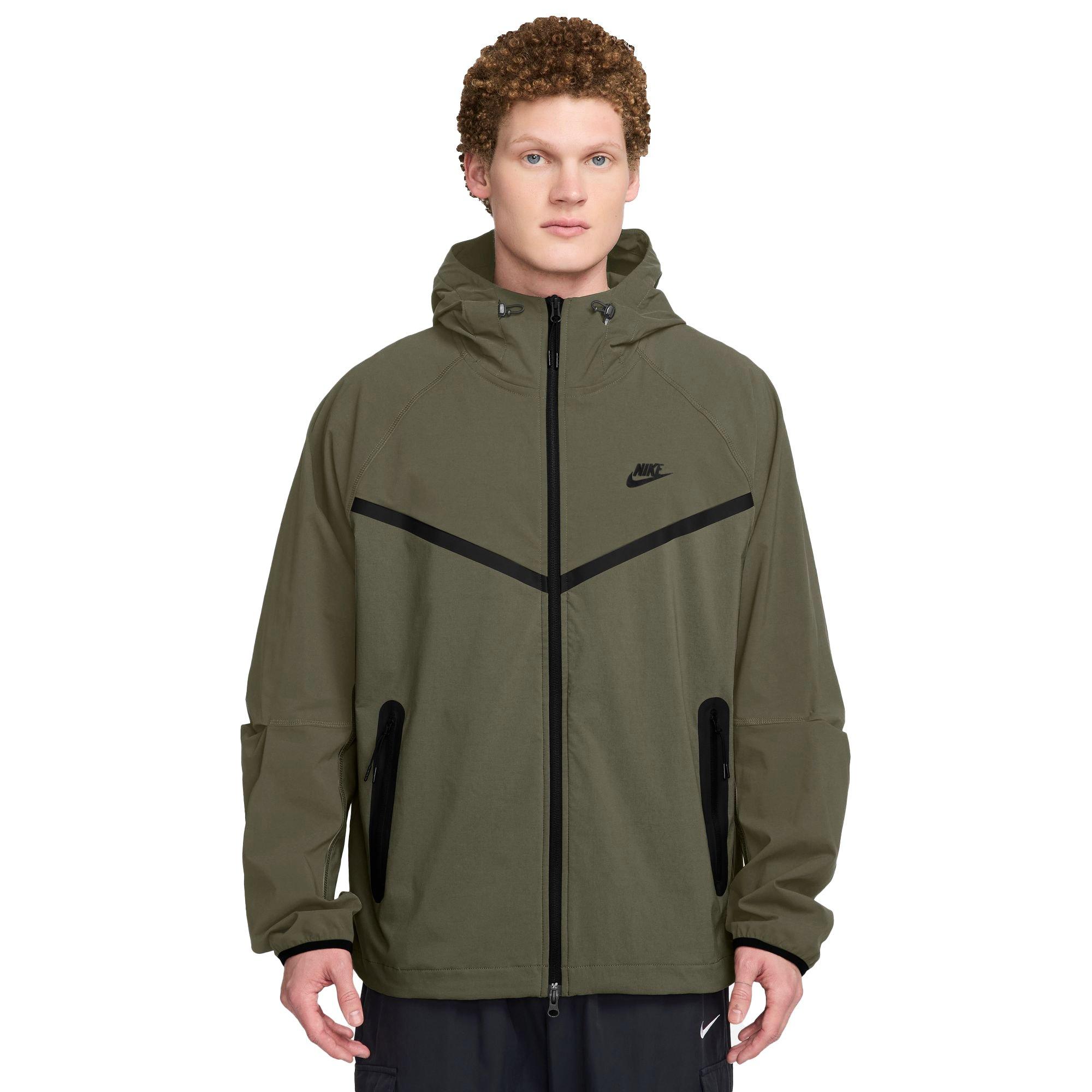 Nike Men's Sportswear Tech Full-Zip Woven Windrunner Jacket - Olive - OLIVE Thumbnail View 1