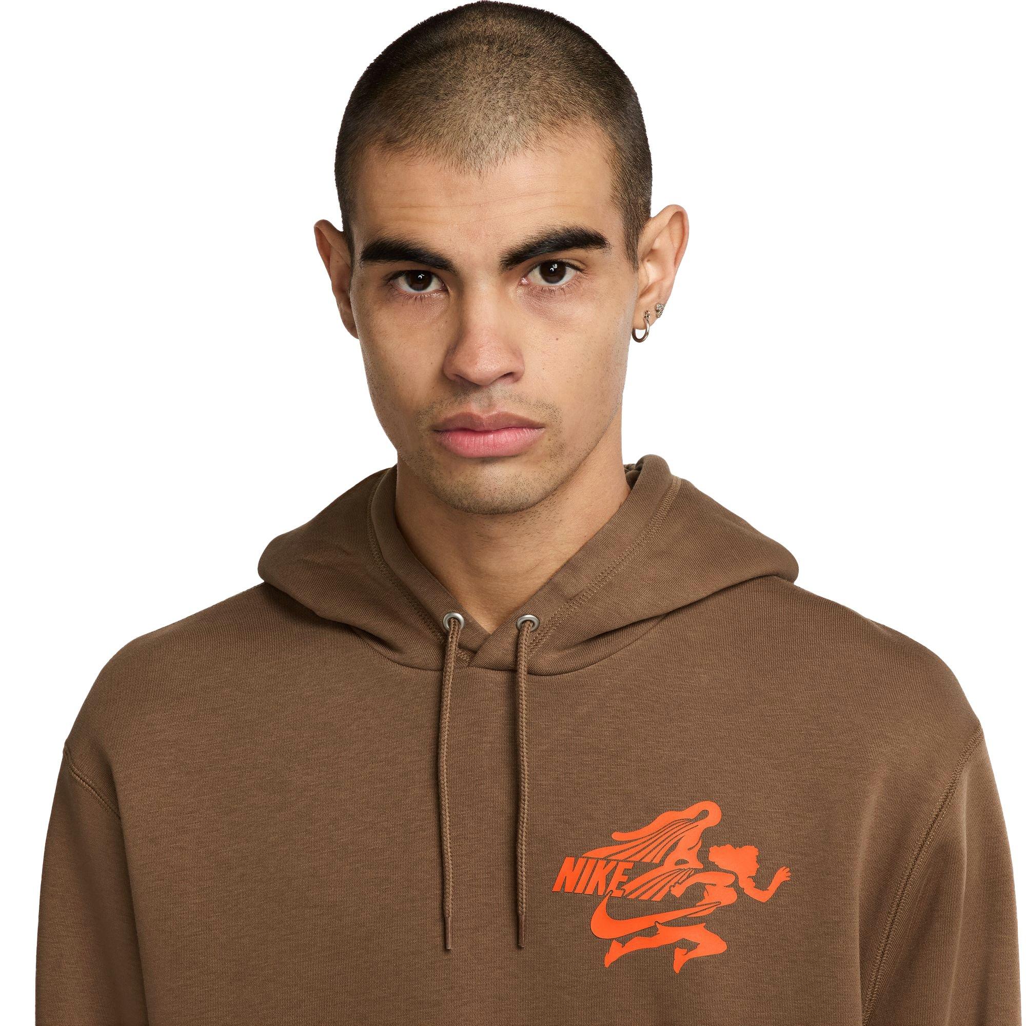 Nike Men's Sportswear Club Pullover Hoodie-Brown - BROWN Thumbnail View 3
