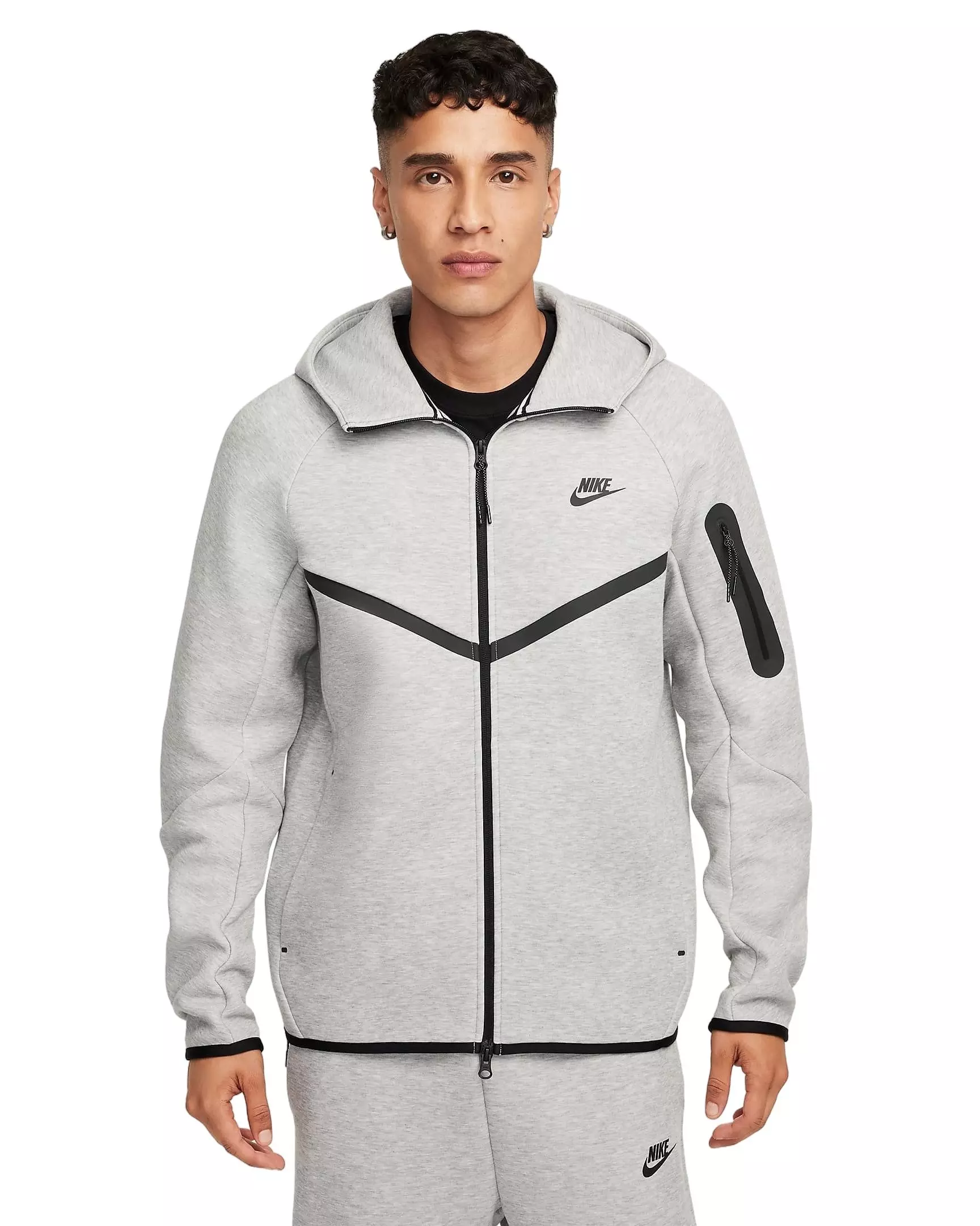 Nike Men's Tech Full-Zip Windrunner Jacket -Grey/Black - GREY/BLACK