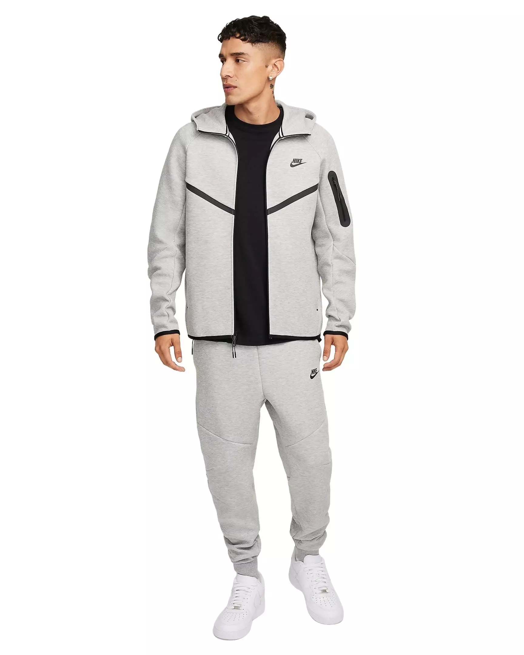 Nike Men's Tech Full-Zip Windrunner Jacket -Grey/Black - GREY/BLACK