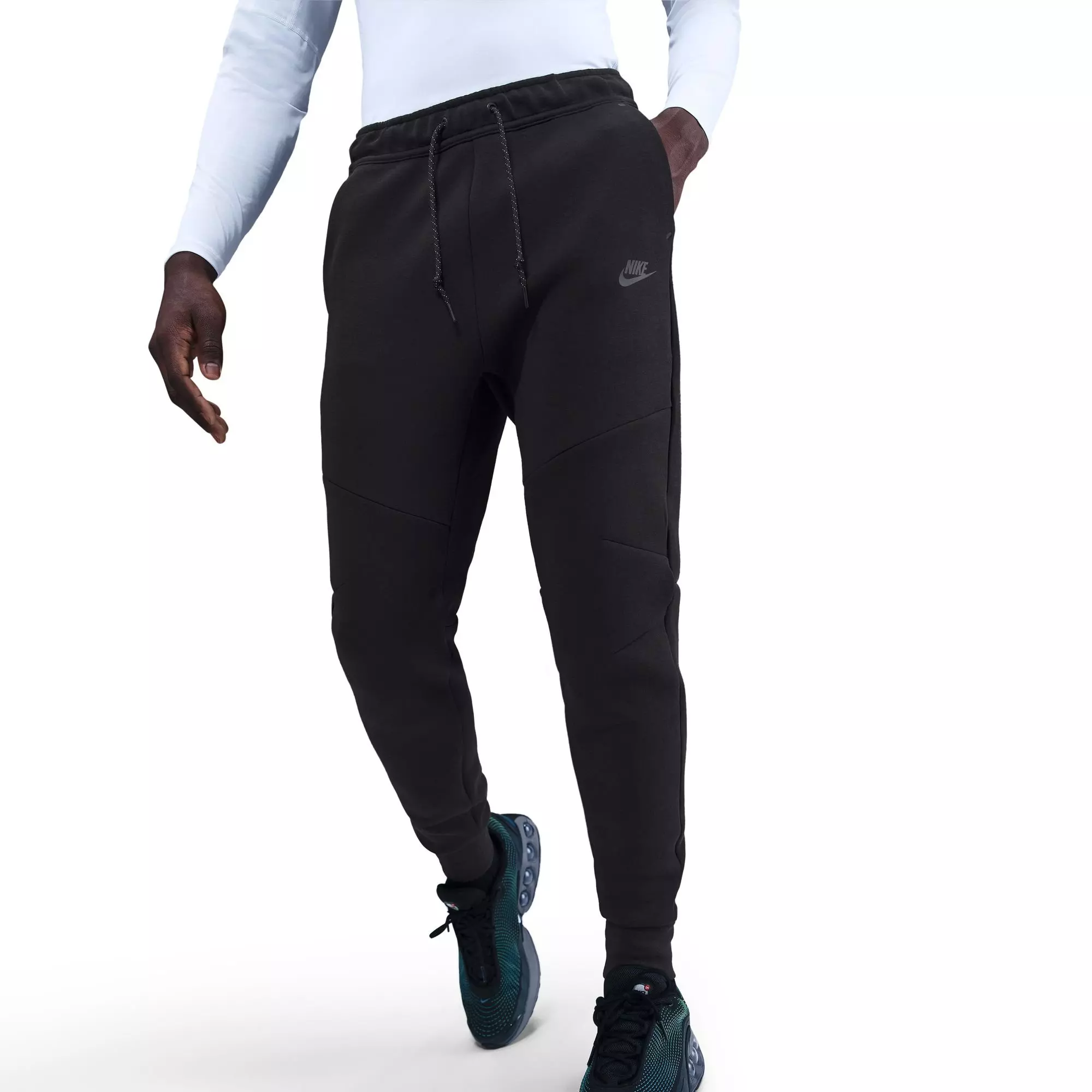 Nike Men's Tech Cuffed Fleece Joggers - Black - BLACK