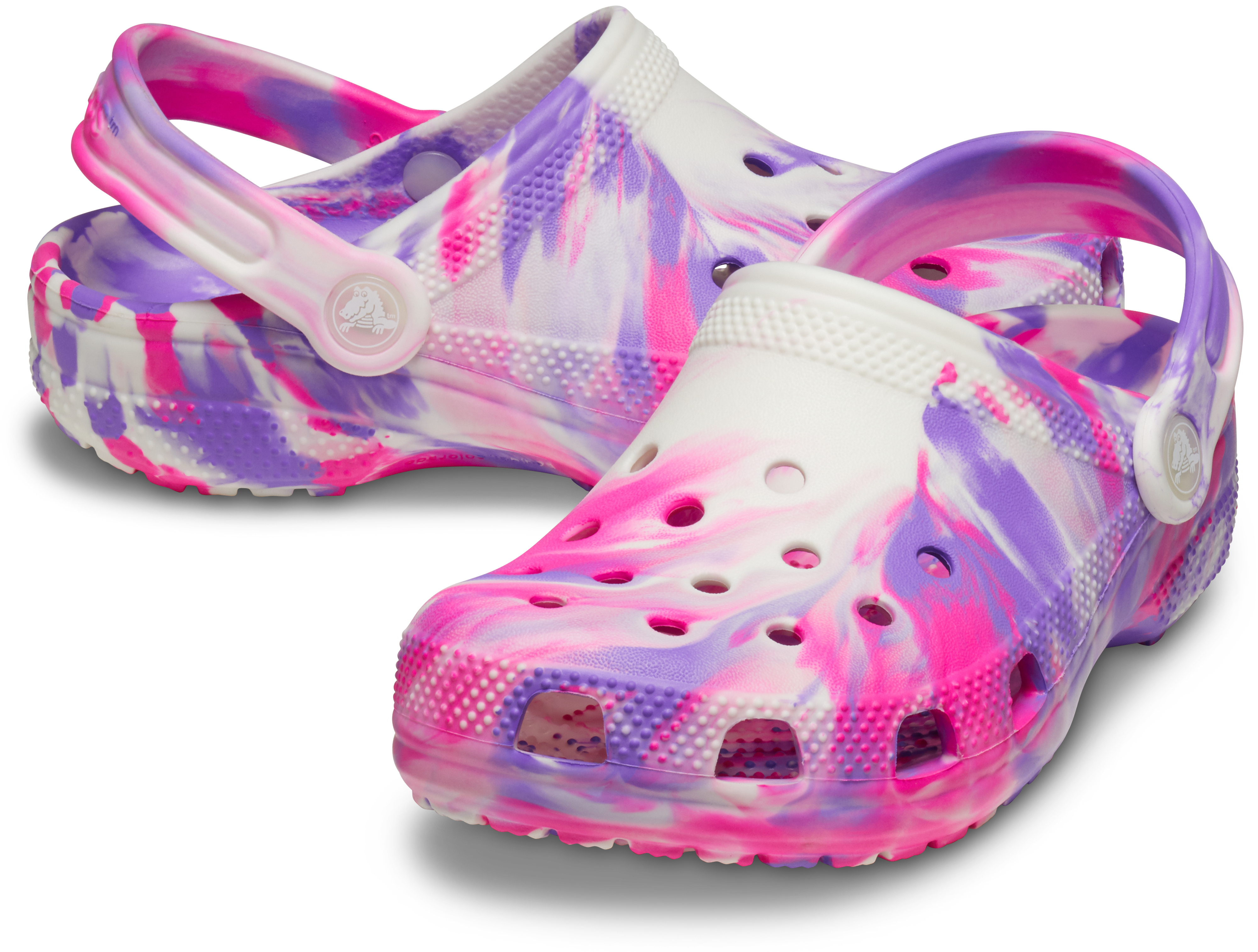 Crocs Classic Marbled "Pink Crush Glow" Grade School Girls' Clog