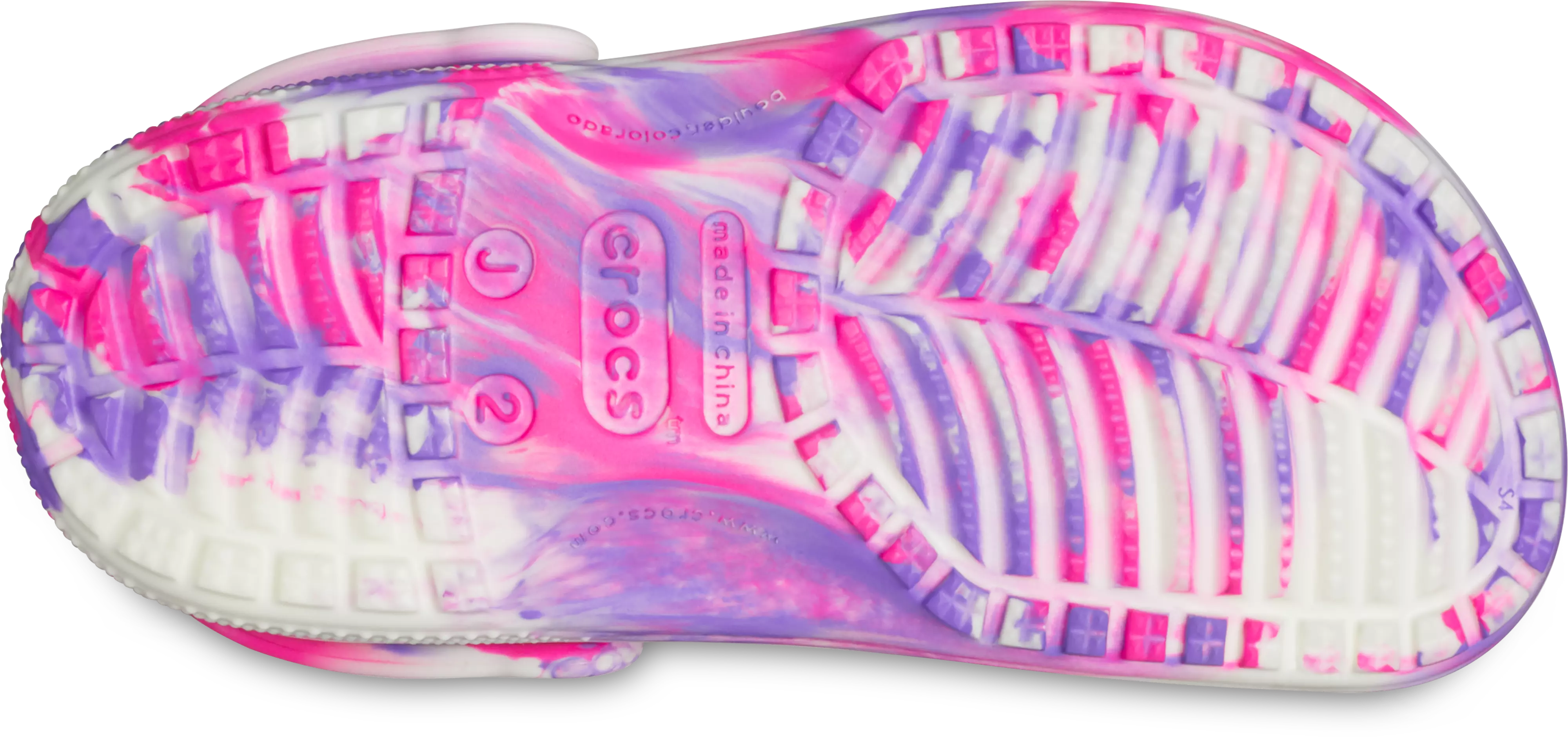 Crocs Classic Marbled "Pink Crush Glow" Preschool Girls' Clog - PURPLE/WHITE