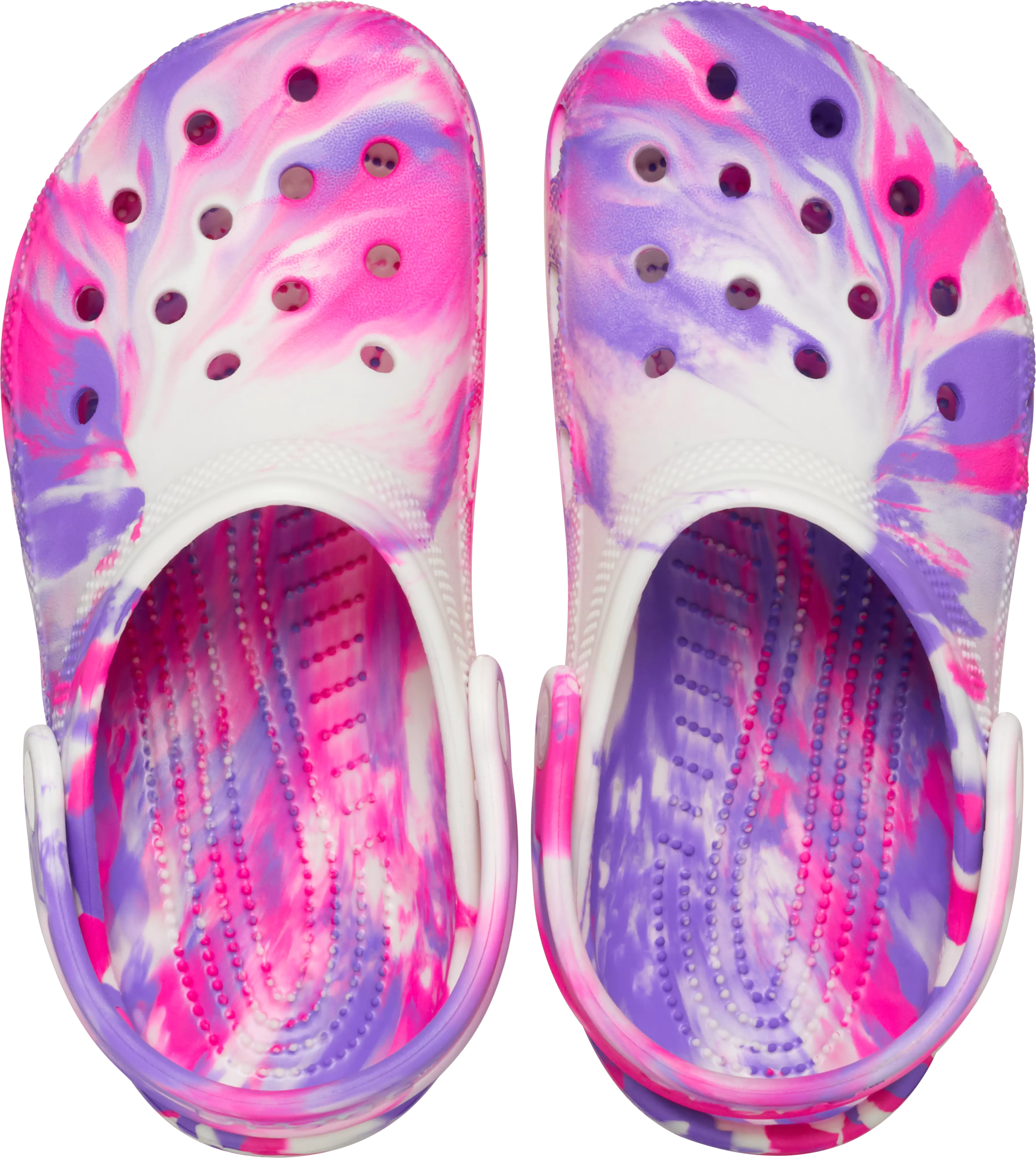 Crocs Classic Marbled "Pink Crush Glow" Preschool Girls' Clog - PURPLE/WHITE