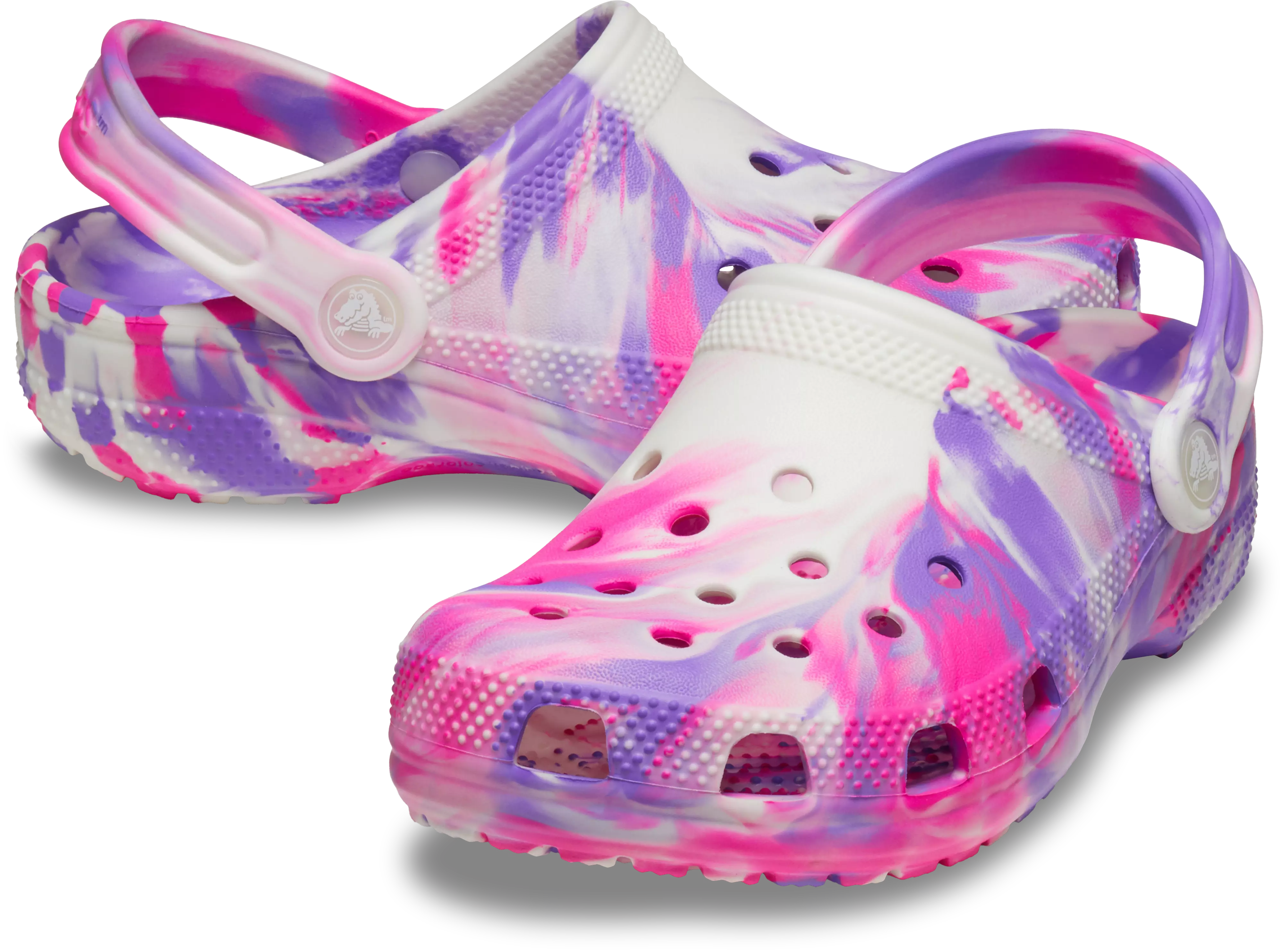 Crocs Classic Marbled "Pink Crush Glow" Toddler Girls' Clog - PURPLE/WHITE