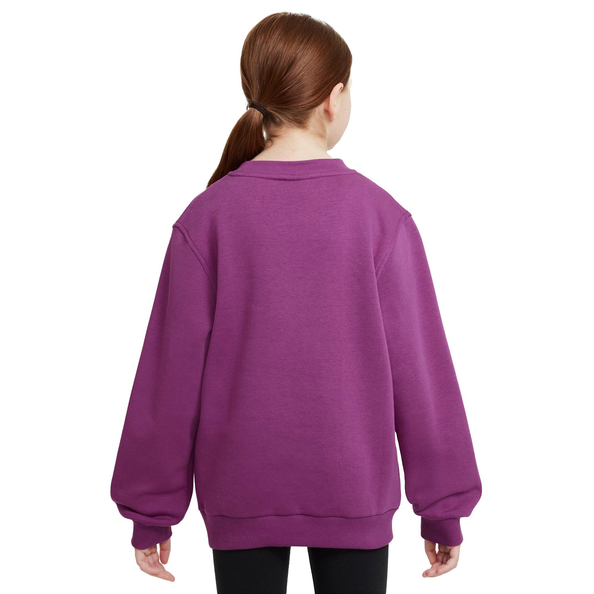 Big Girls' Nike Sportswear Club Fleece Crewneck Sweatshirt-Purple